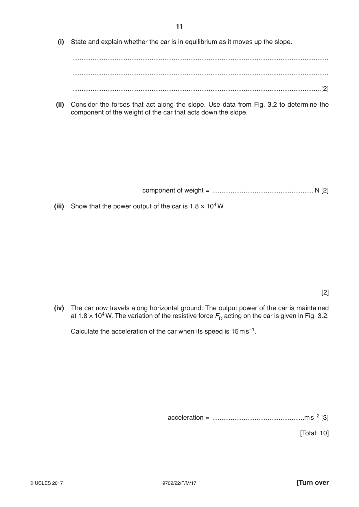 Cambridge A Level Physics 9702 2017 Feb/March Paper 2 · Variant 2 question paper, page 11 of 20