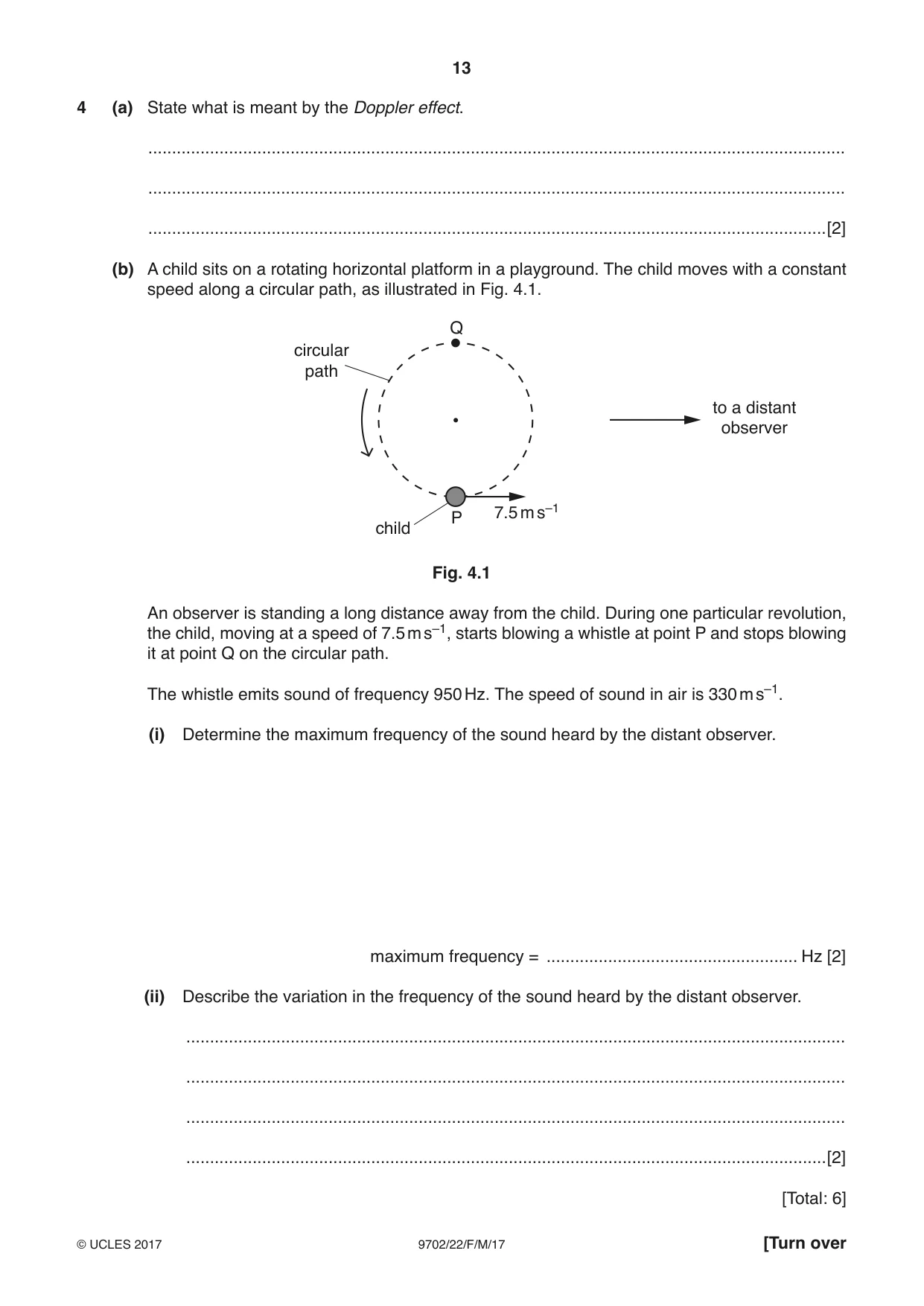 Cambridge A Level Physics 9702 2017 Feb/March Paper 2 · Variant 2 question paper, page 13 of 20