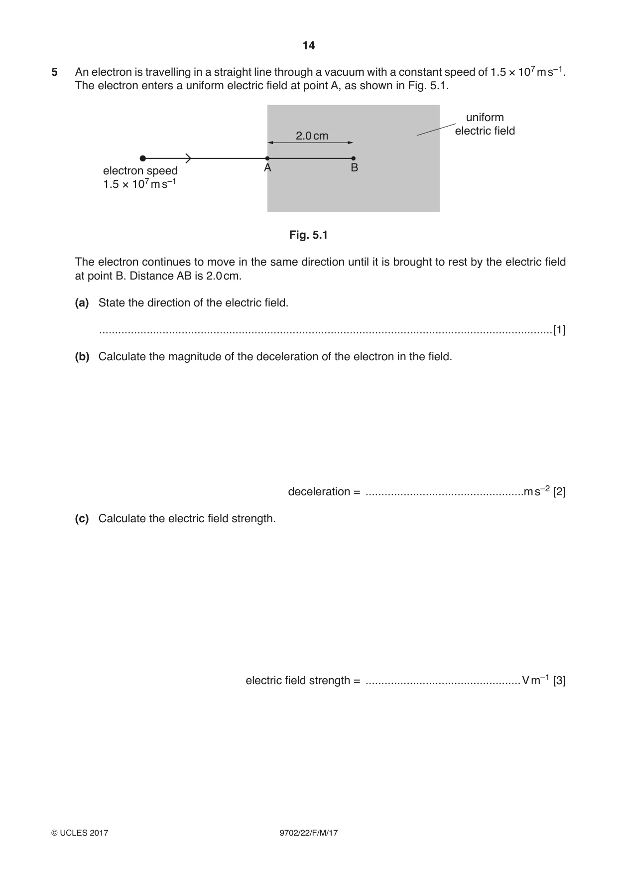 Cambridge A Level Physics 9702 2017 Feb/March Paper 2 · Variant 2 question paper, page 14 of 20
