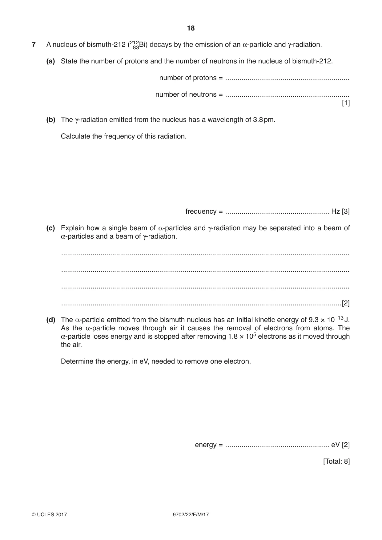 Cambridge A Level Physics 9702 2017 Feb/March Paper 2 · Variant 2 question paper, page 18 of 20