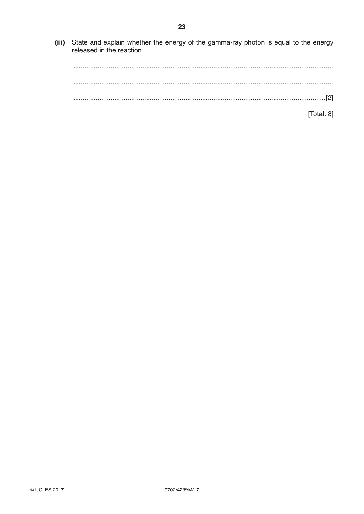 Cambridge A Level Physics 9702 2017 Feb/March Paper 4 · Variant 2 question paper, page 23 of 24