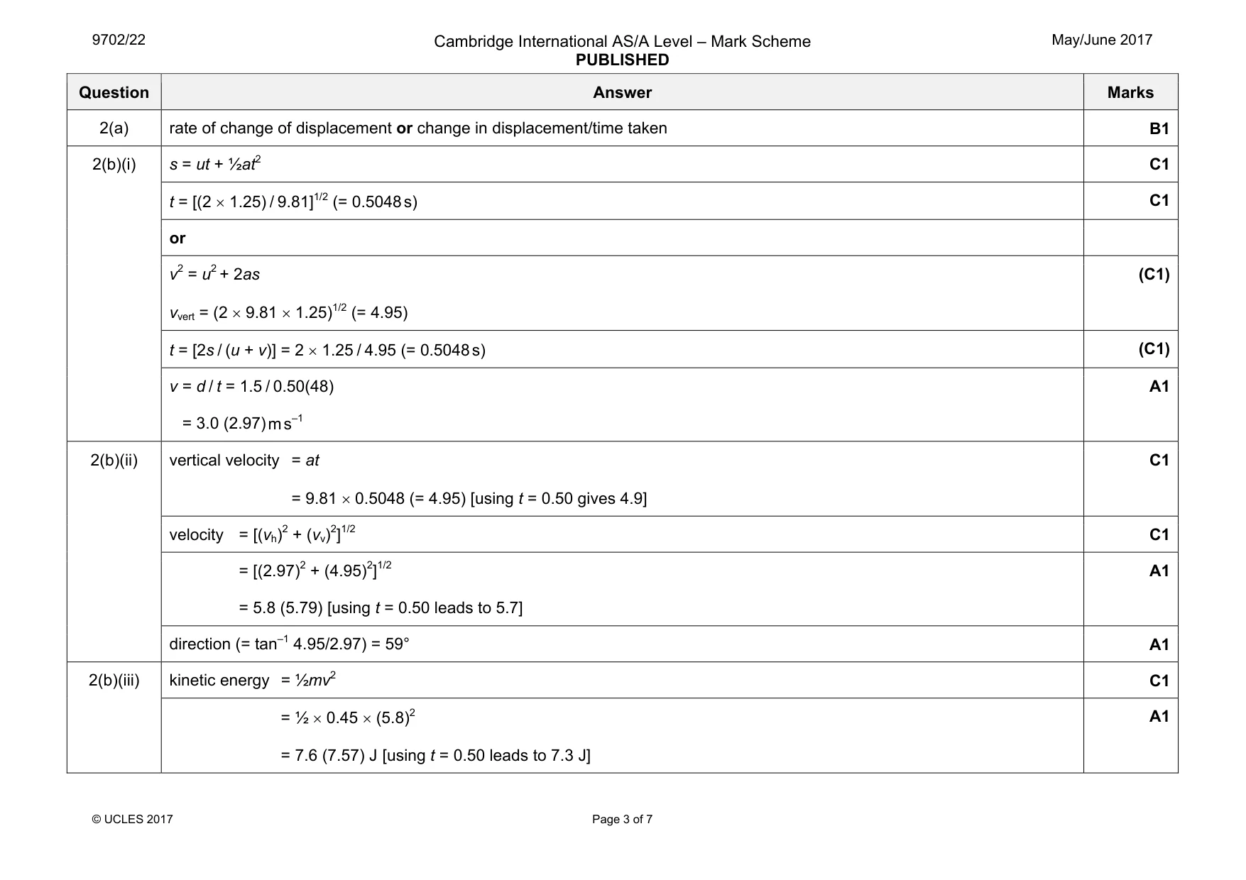 Mark scheme, page 3 of 7