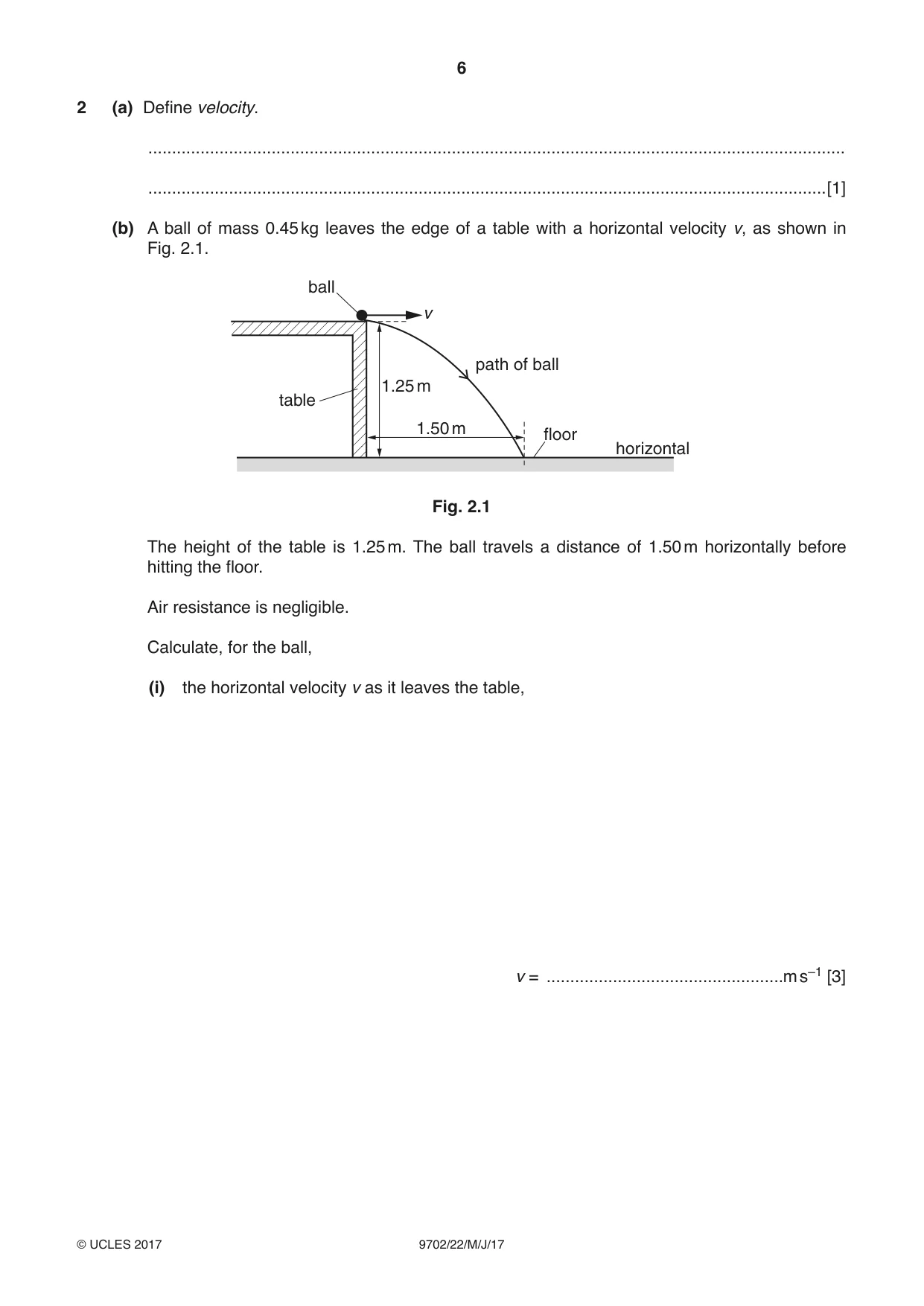 Cambridge A Level Physics 9702 2017 May/June Paper 2 · Variant 2 question paper, page 6 of 16