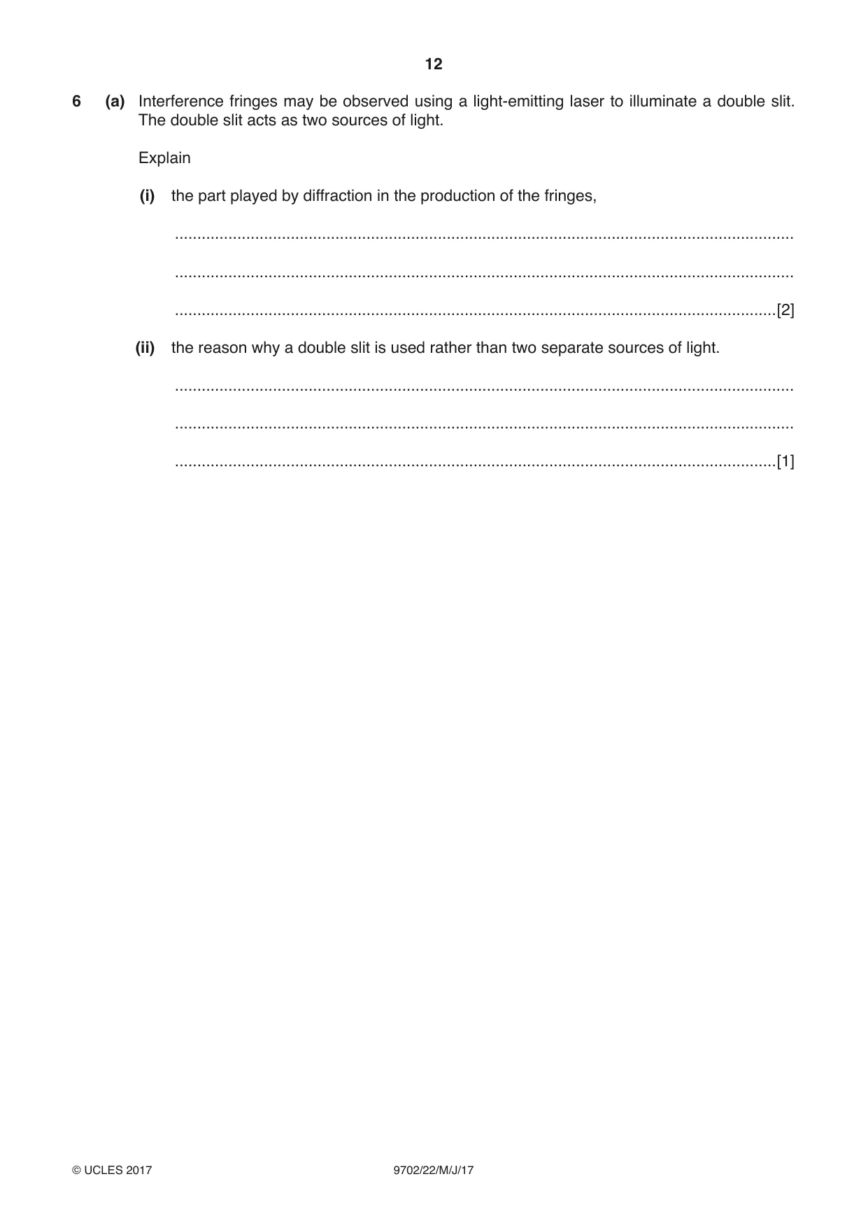 Cambridge A Level Physics 9702 2017 May/June Paper 2 · Variant 2 question paper, page 12 of 16