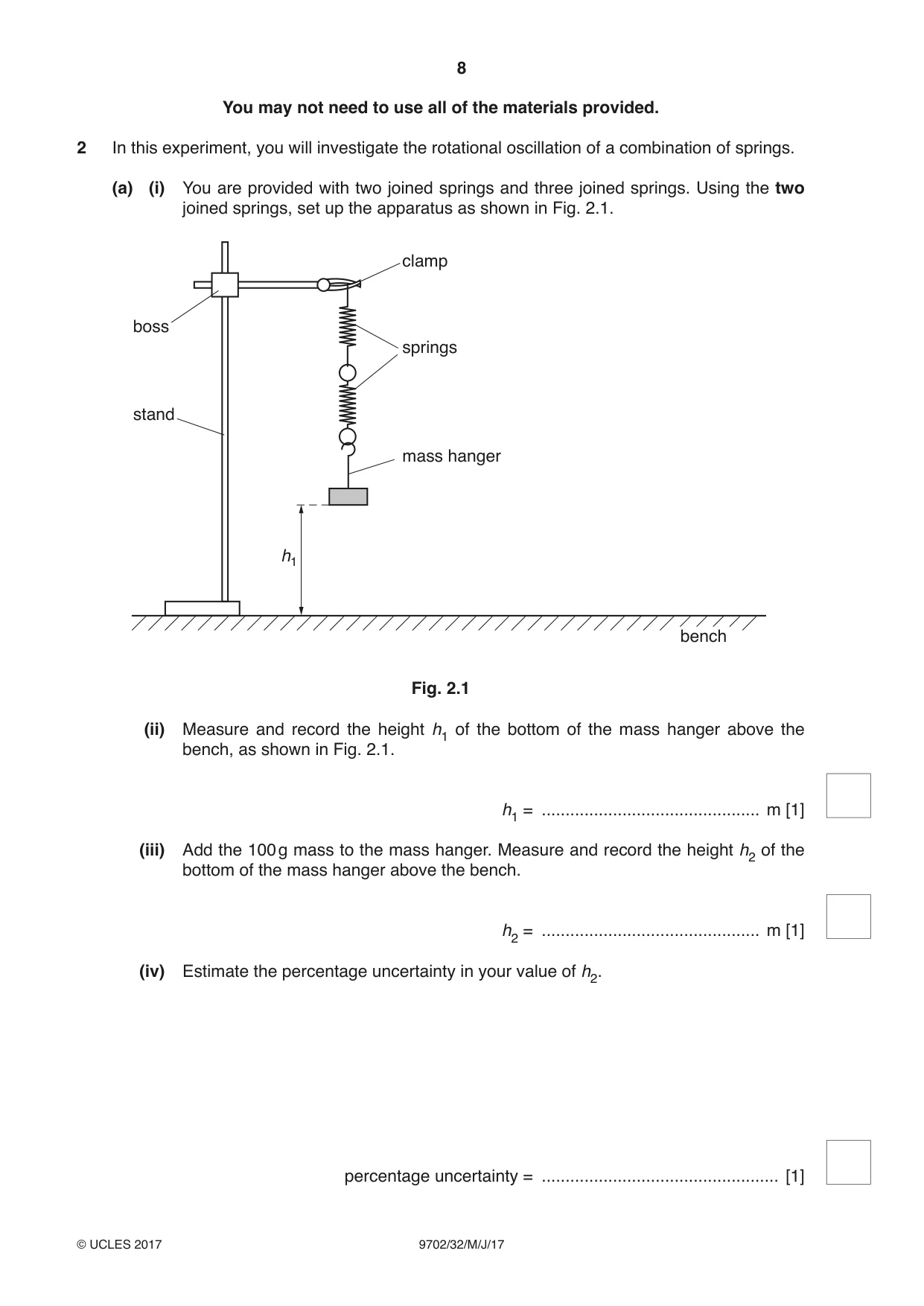 Cambridge A Level Physics 9702 2017 May/June Paper 3 · Variant 2 question paper, page 8 of 12