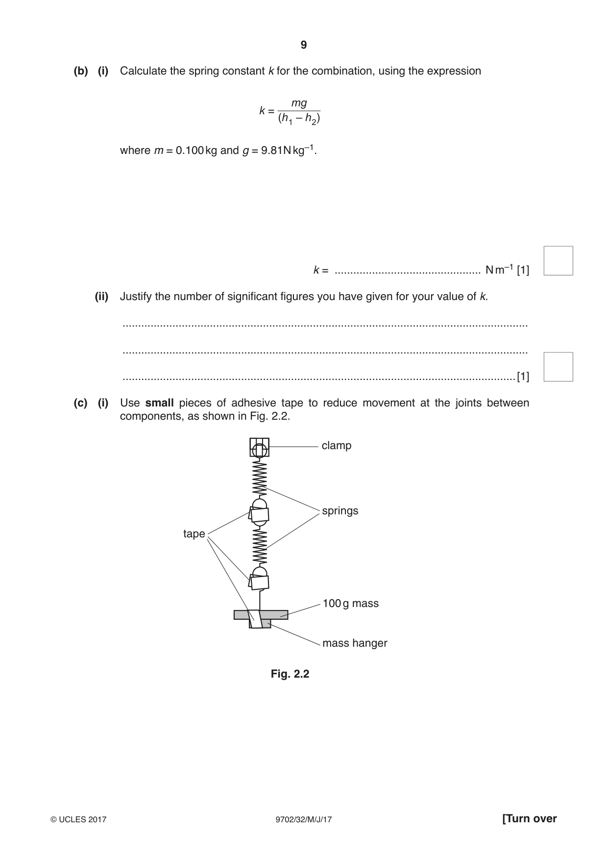 Cambridge A Level Physics 9702 2017 May/June Paper 3 · Variant 2 question paper, page 9 of 12