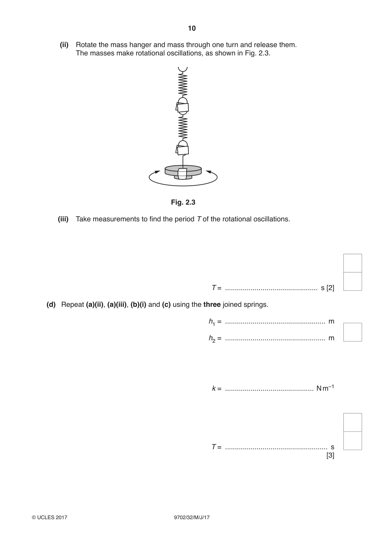 Cambridge A Level Physics 9702 2017 May/June Paper 3 · Variant 2 question paper, page 10 of 12