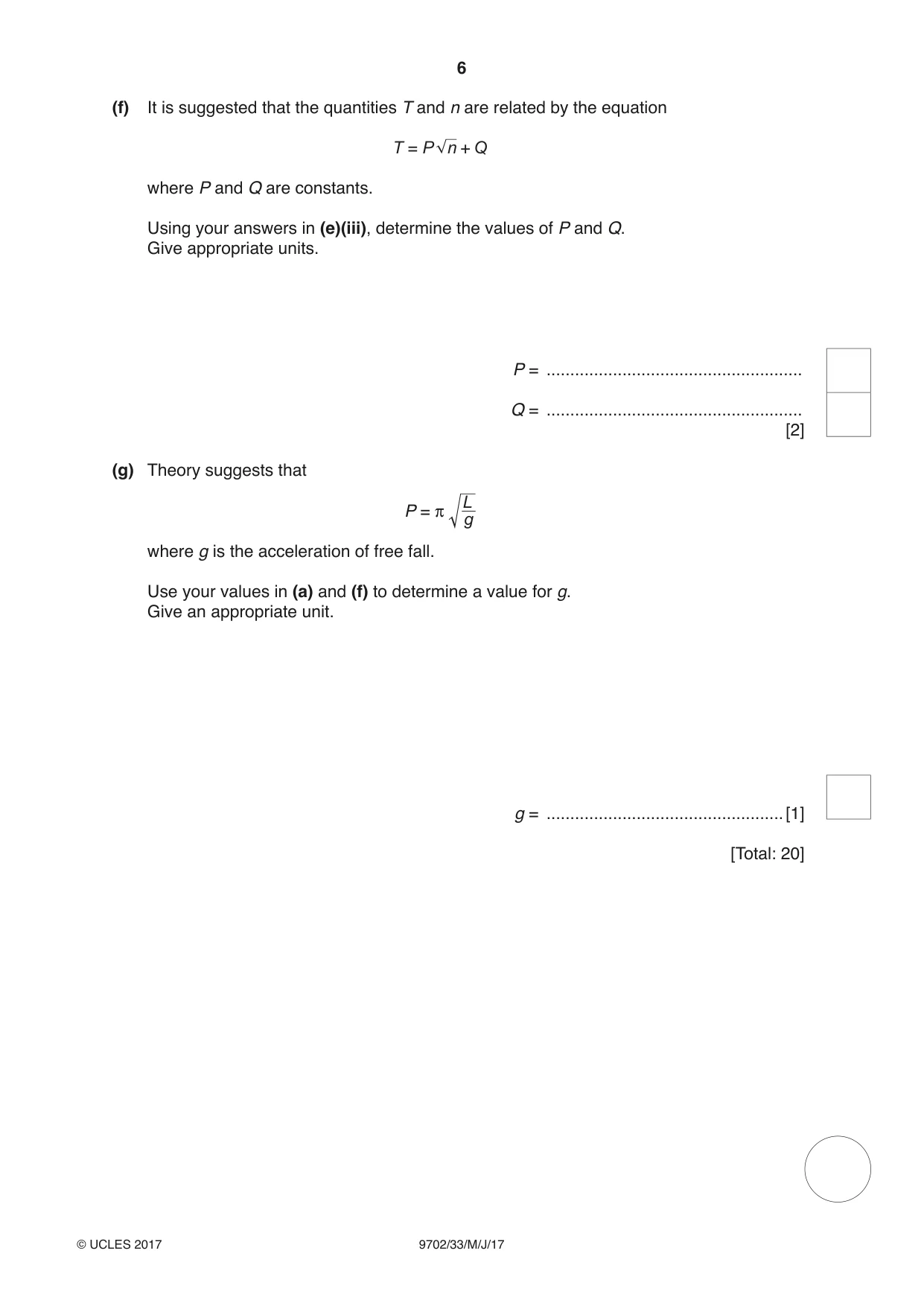Cambridge A Level Physics 9702 2017 May/June Paper 3 · Variant 3 question paper, page 6 of 12