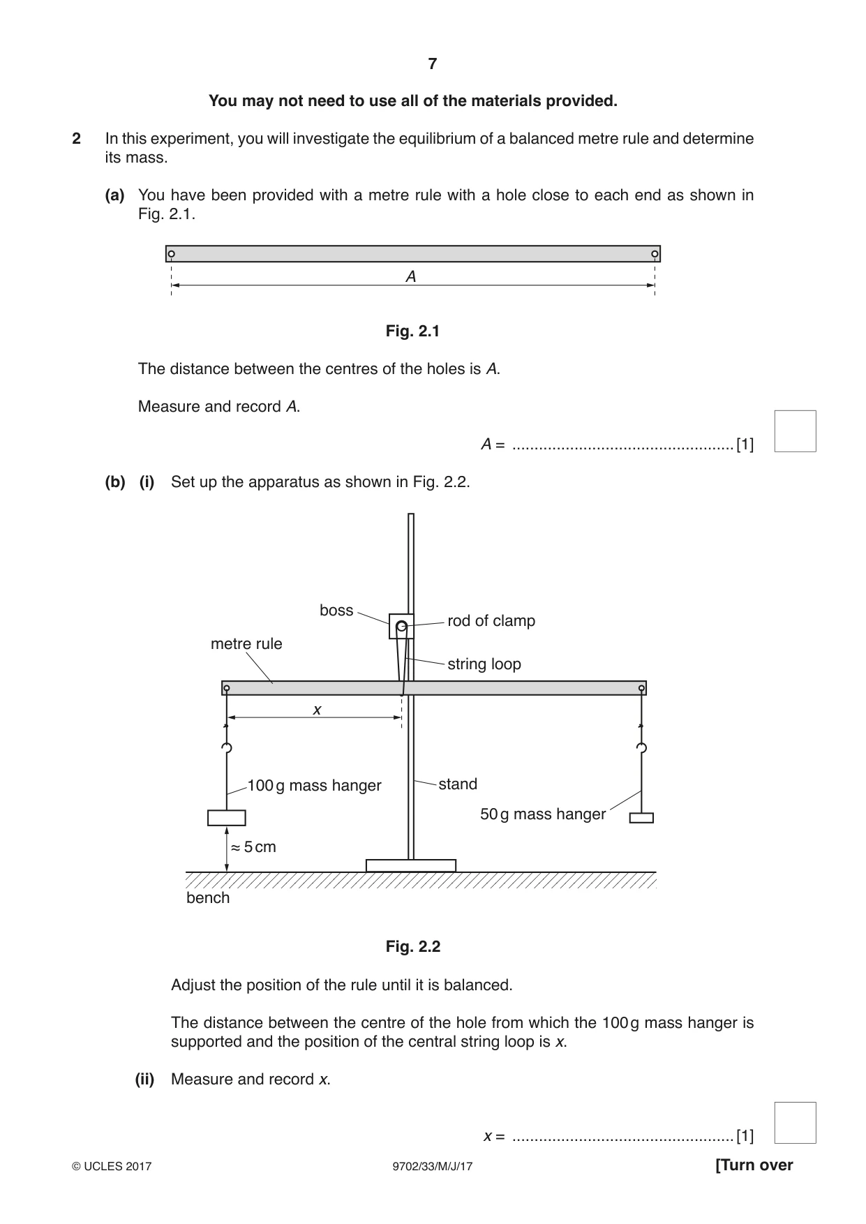 Cambridge A Level Physics 9702 2017 May/June Paper 3 · Variant 3 question paper, page 7 of 12