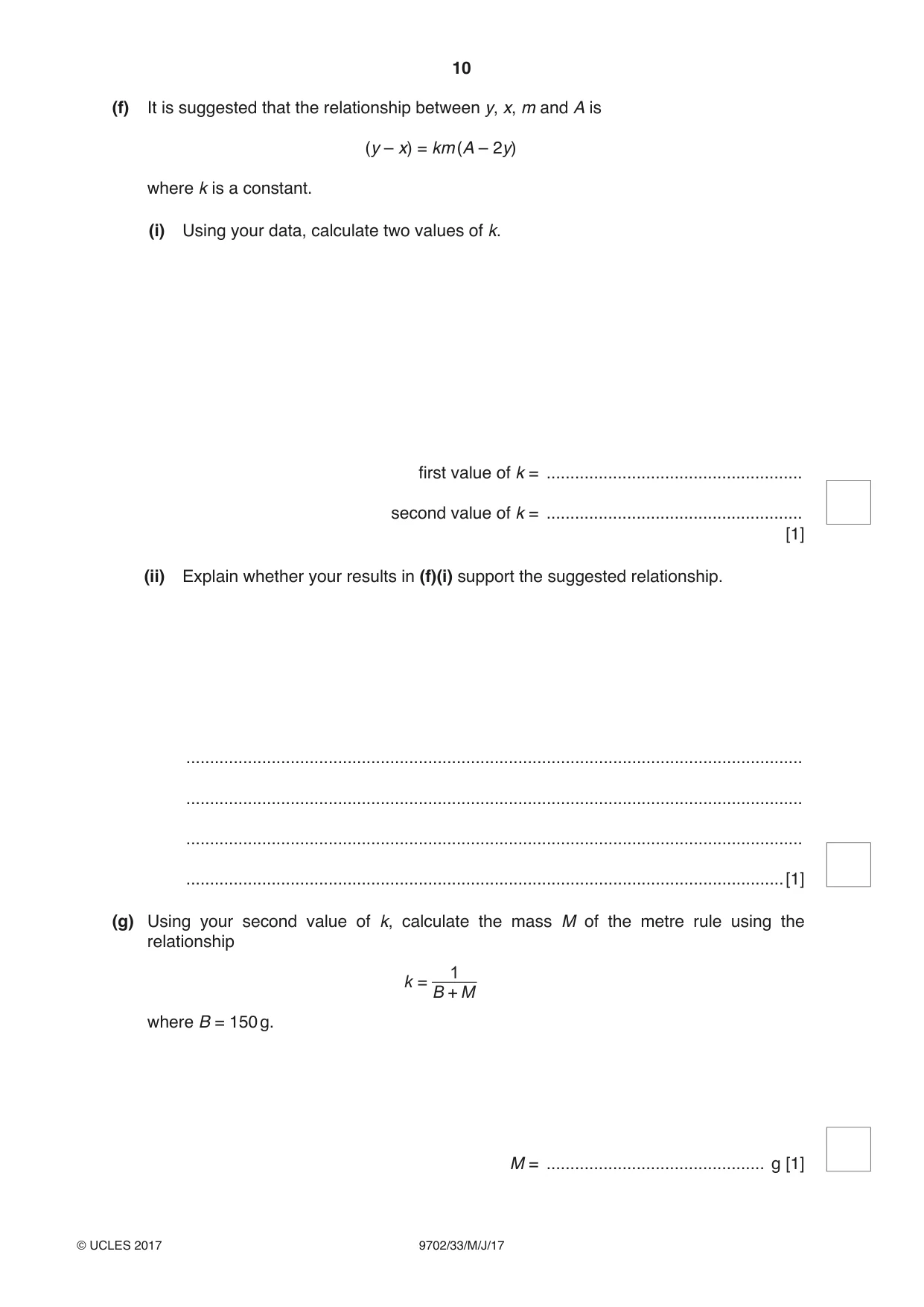 Cambridge A Level Physics 9702 2017 May/June Paper 3 · Variant 3 question paper, page 10 of 12