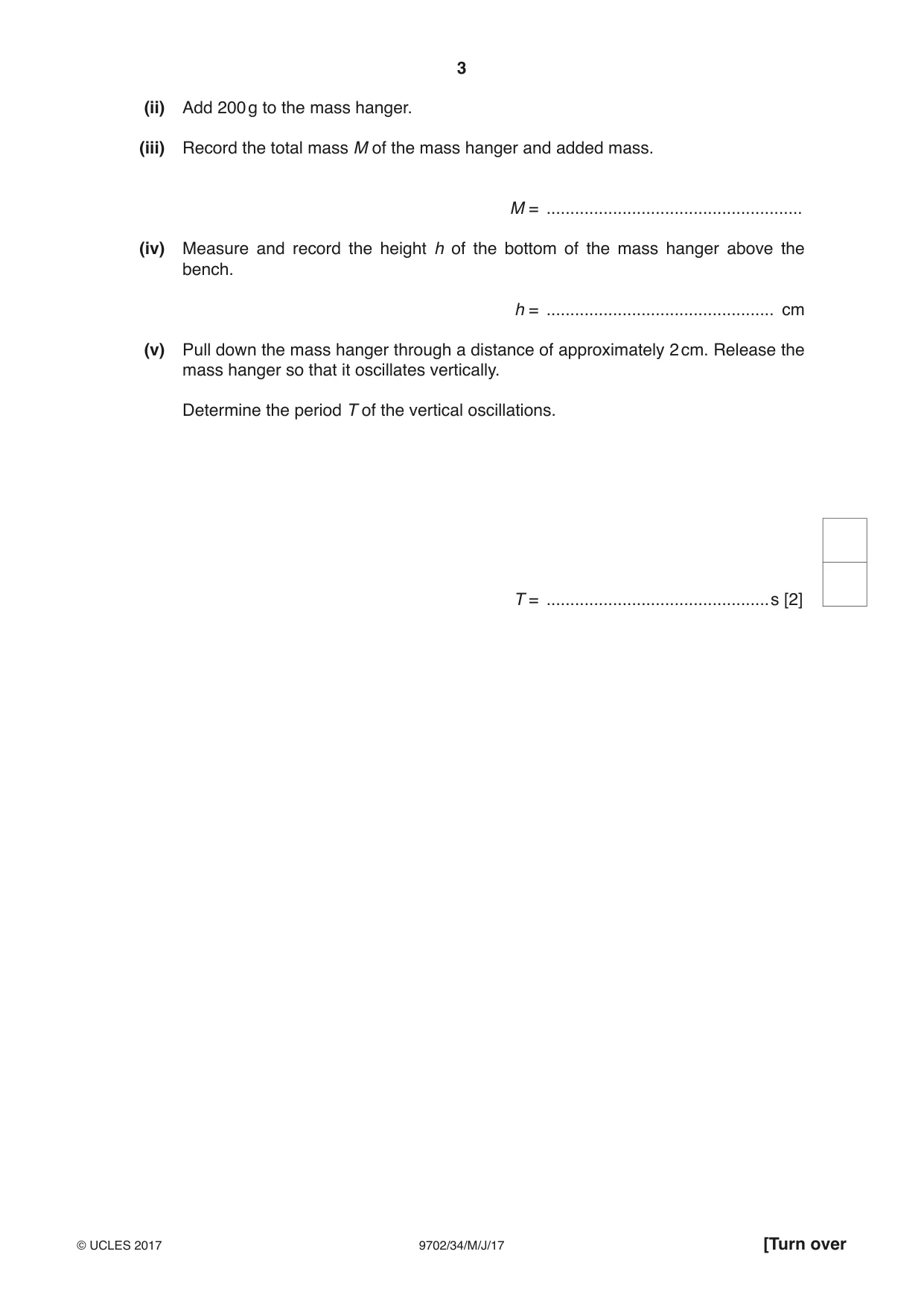 Cambridge A Level Physics 9702 2017 May/June Paper 3 · Variant 4 question paper, page 3 of 12