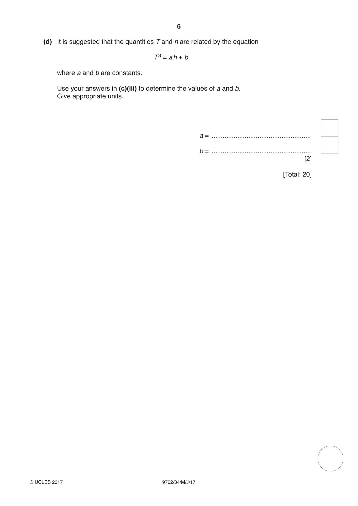 Cambridge A Level Physics 9702 2017 May/June Paper 3 · Variant 4 question paper, page 6 of 12