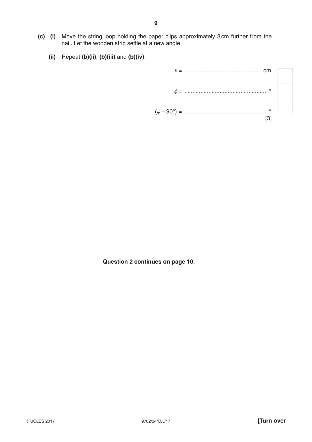 Cambridge A Level Physics 9702 2017 May/June Paper 3 · Variant 4 question paper, page 9 of 12