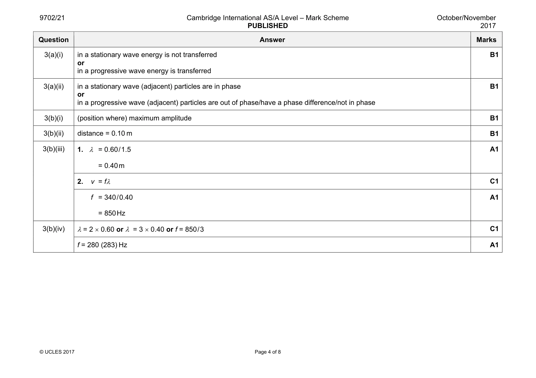 Mark scheme, page 4 of 8