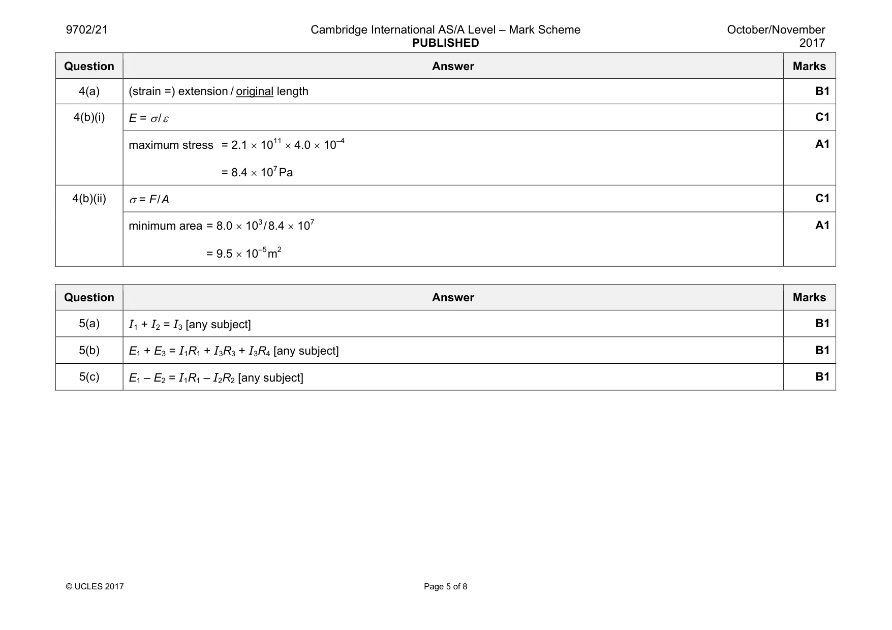 Mark scheme, page 5 of 8