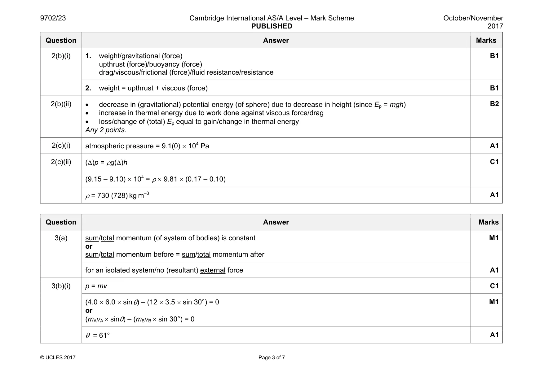 Mark scheme, page 3 of 7