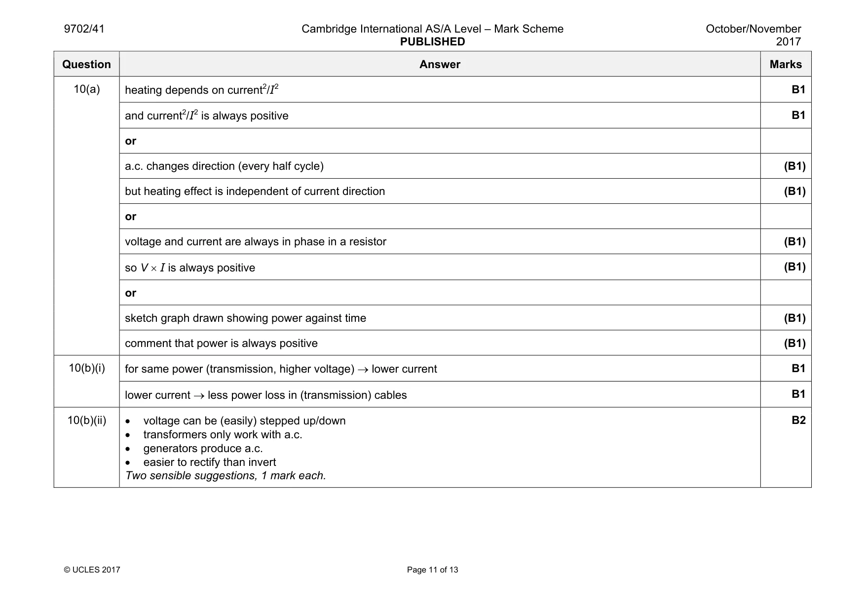 Mark scheme, page 11 of 13