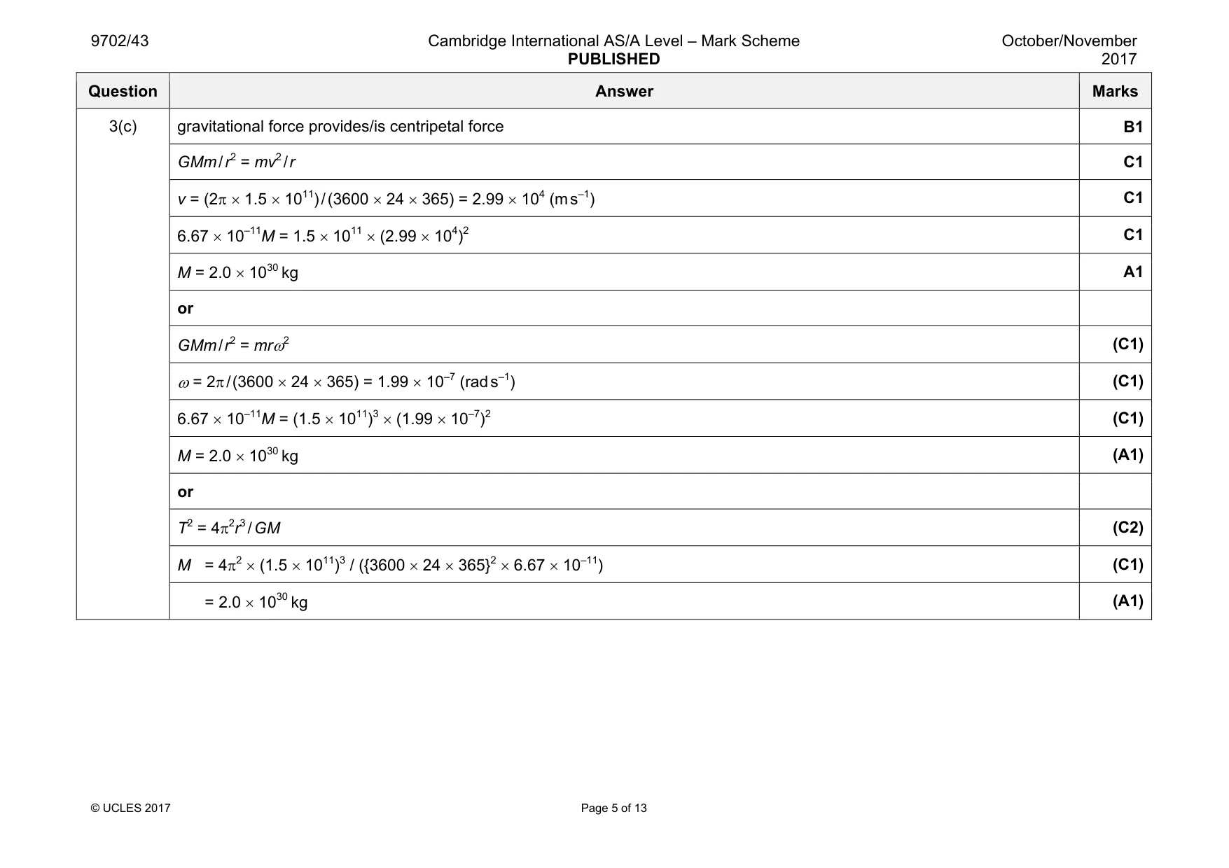 Mark scheme, page 5 of 13