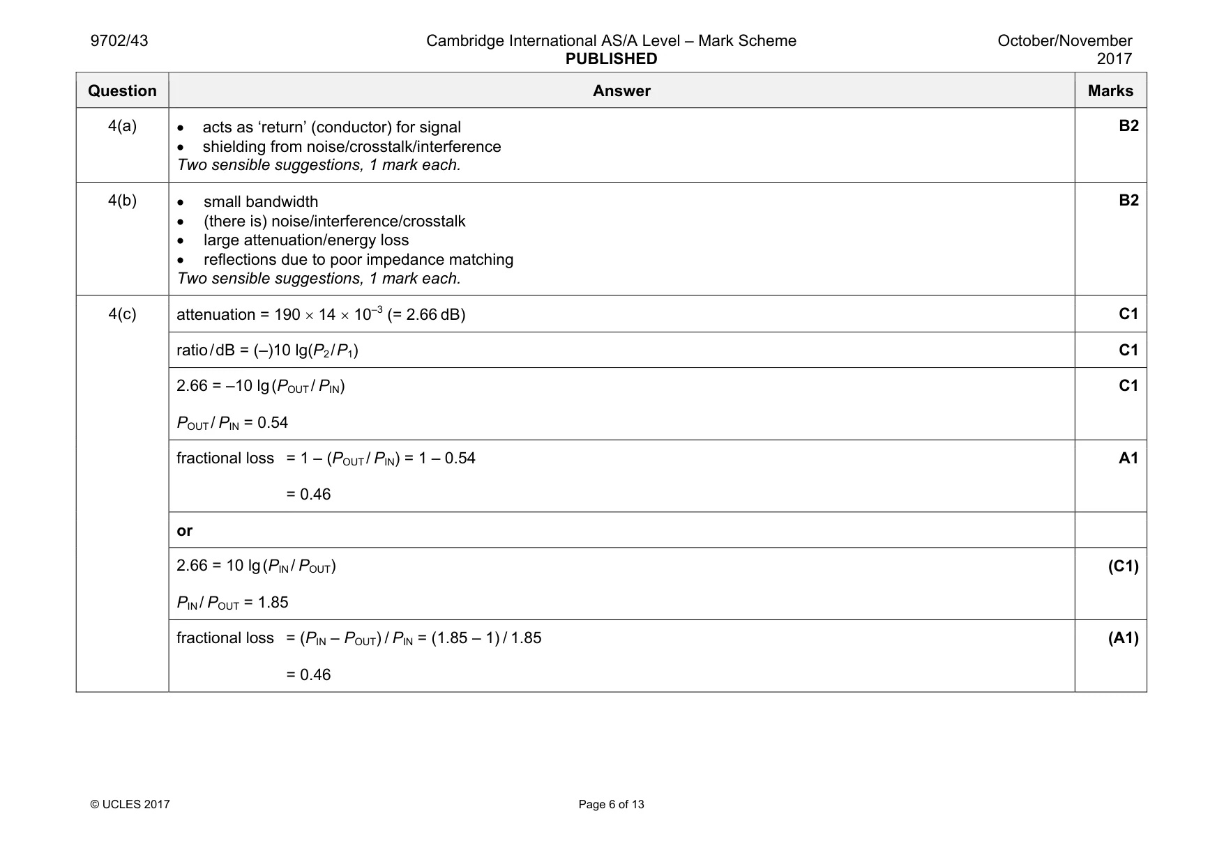 Mark scheme, page 6 of 13