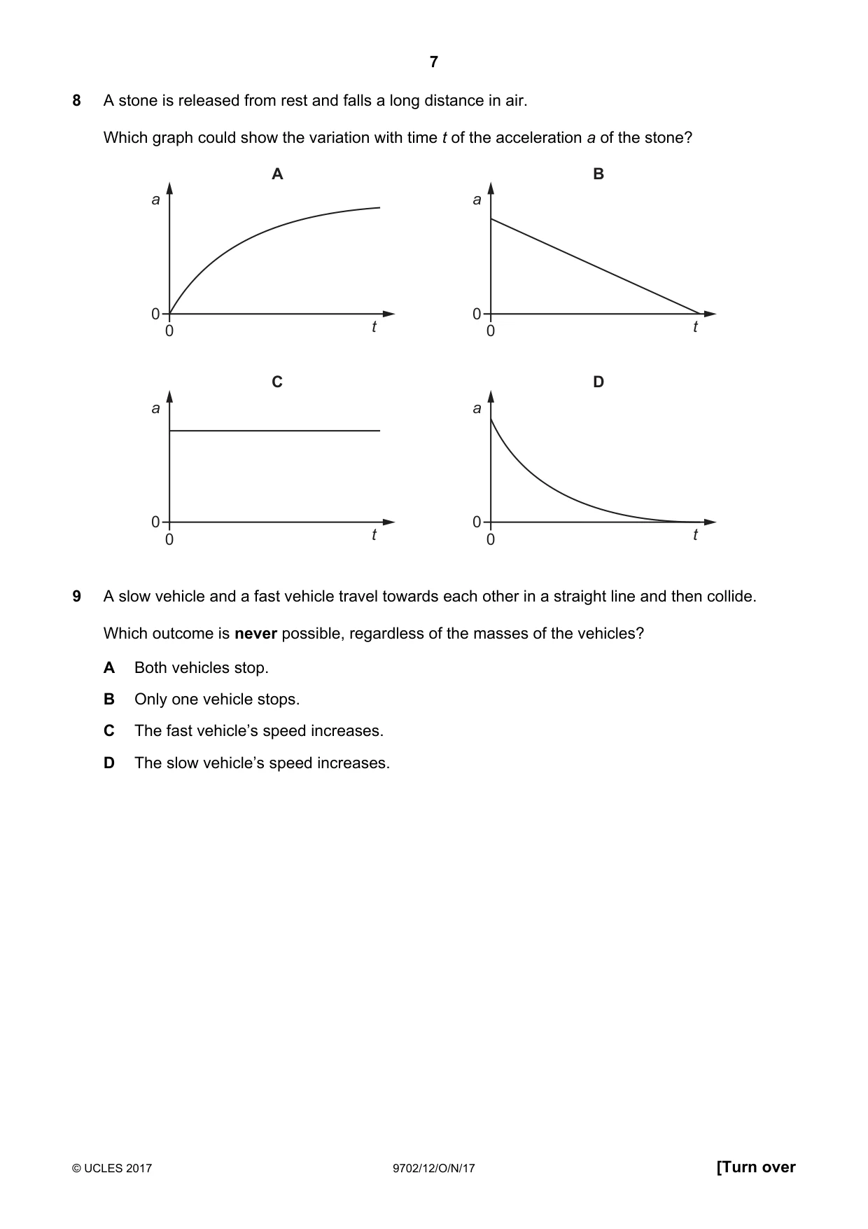 Cambridge A Level Physics 9702 2017 Oct/Nov Paper 1 · Variant 2 question paper, page 7 of 20
