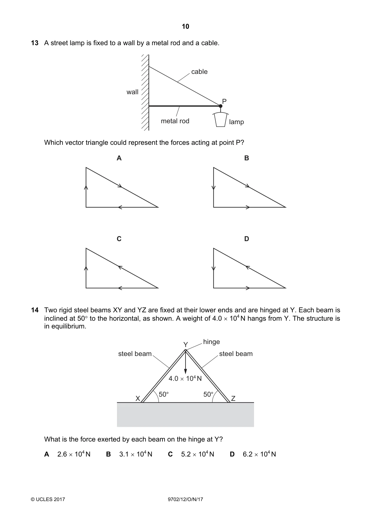 Cambridge A Level Physics 9702 2017 Oct/Nov Paper 1 · Variant 2 question paper, page 10 of 20