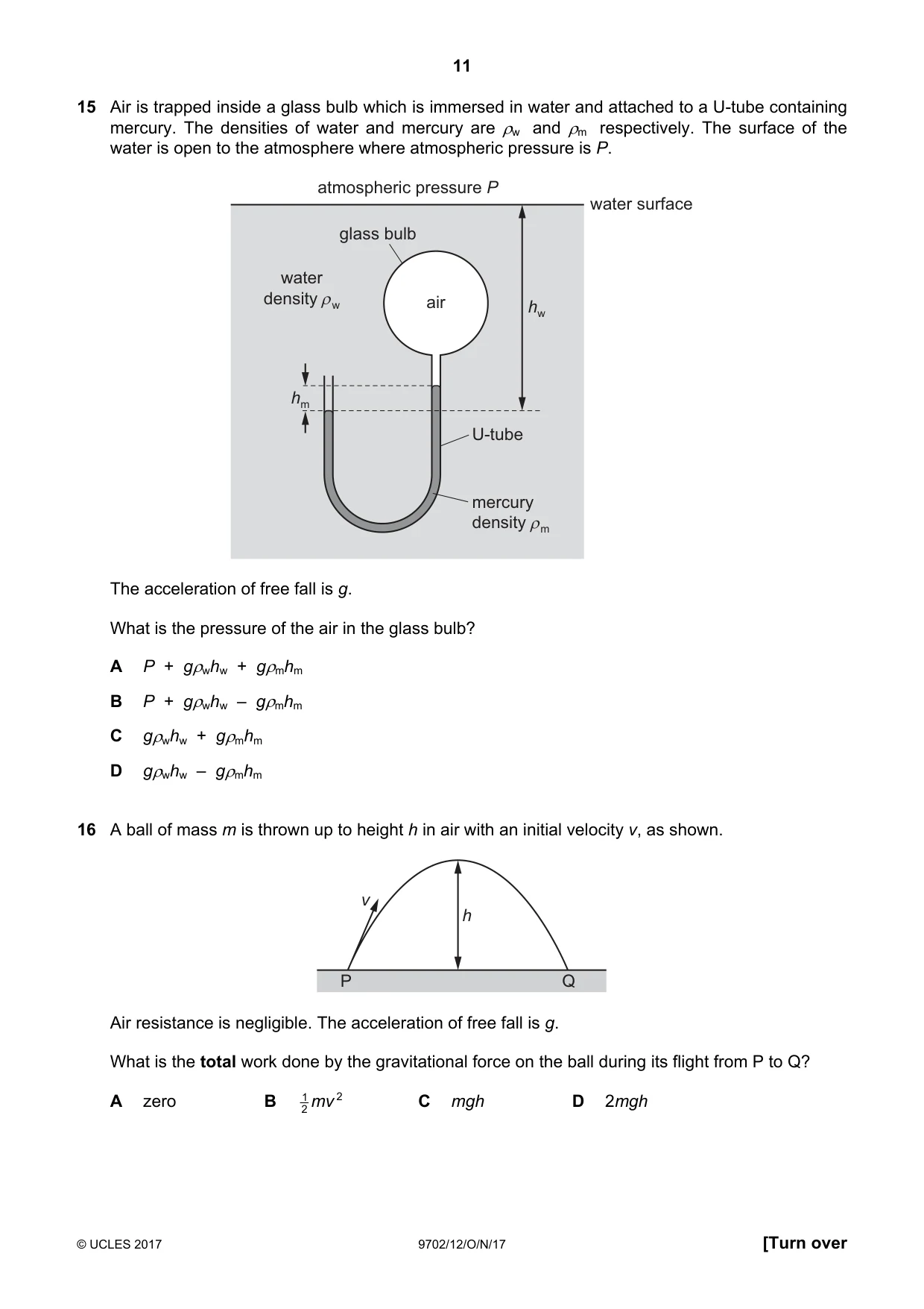 Cambridge A Level Physics 9702 2017 Oct/Nov Paper 1 · Variant 2 question paper, page 11 of 20