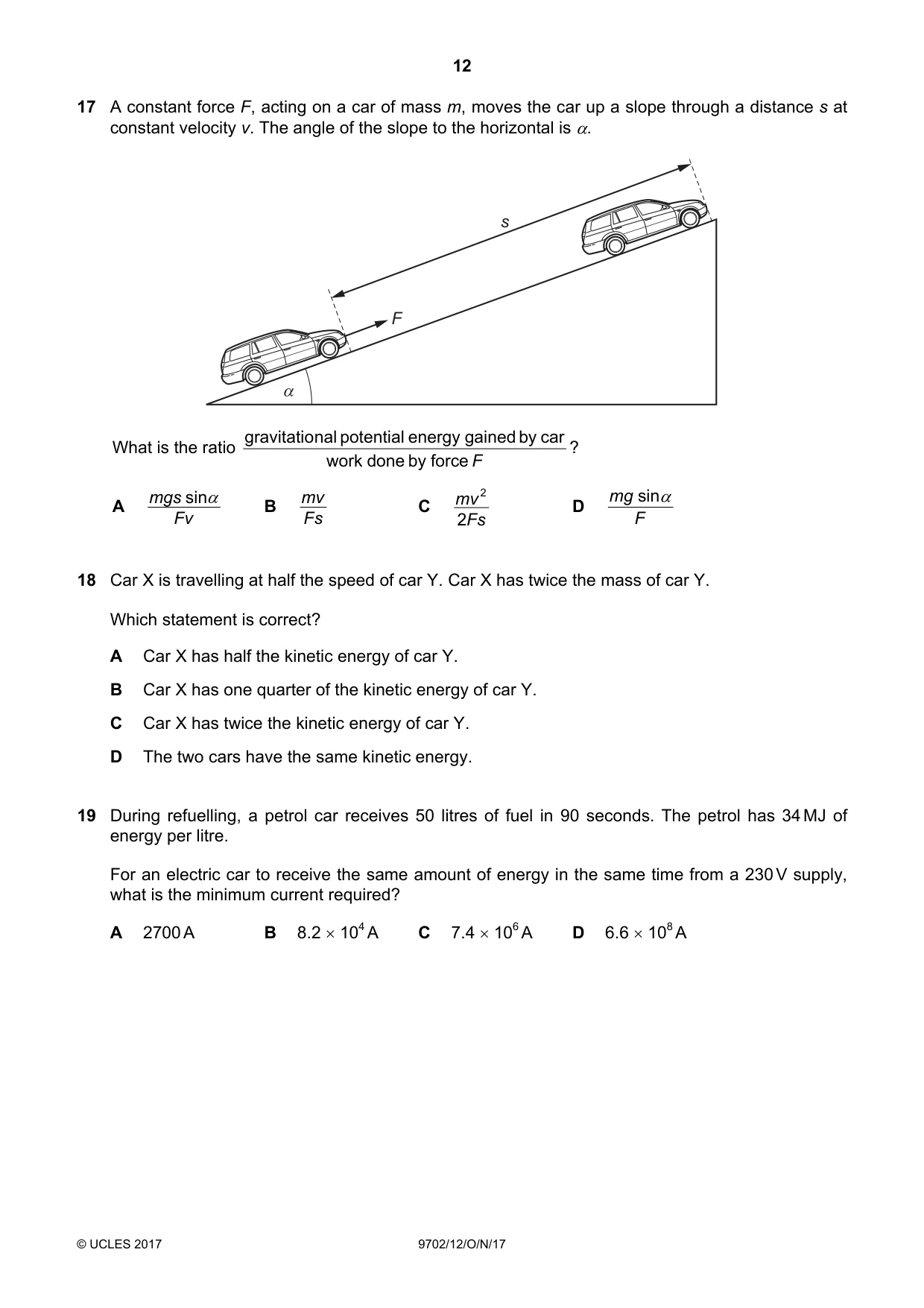 Cambridge A Level Physics 9702 2017 Oct/Nov Paper 1 · Variant 2 question paper, page 12 of 20