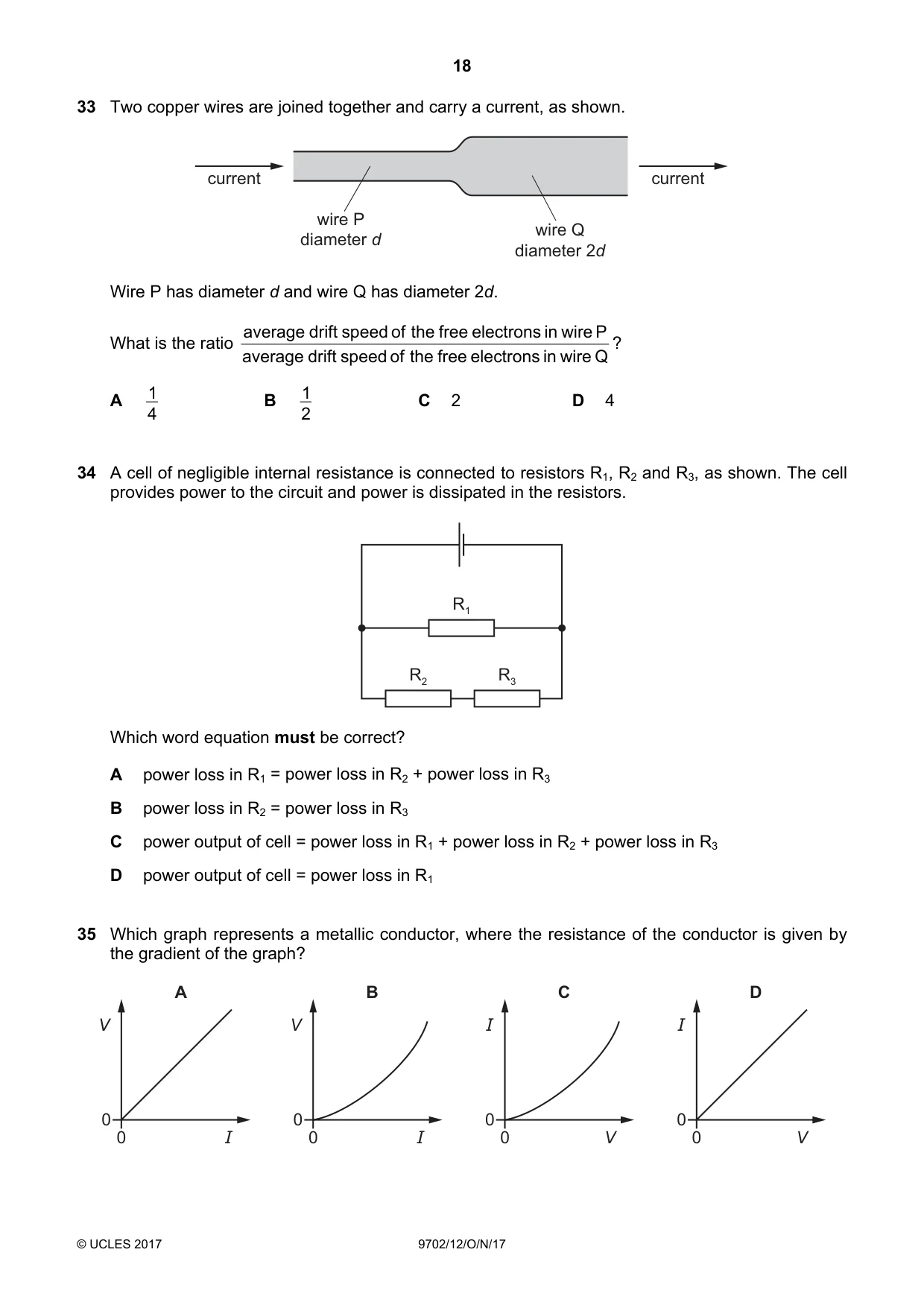 Cambridge A Level Physics 9702 2017 Oct/Nov Paper 1 · Variant 2 question paper, page 18 of 20