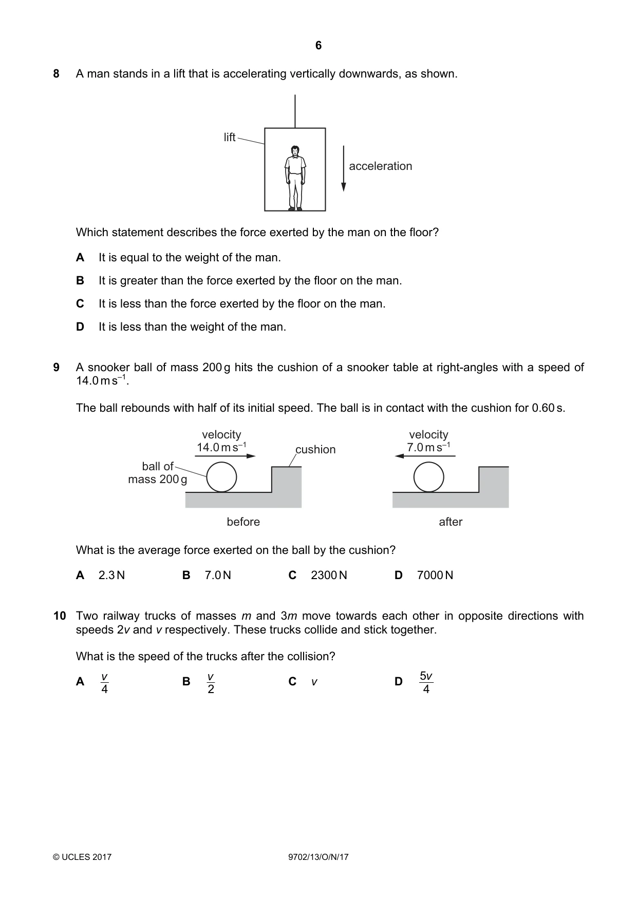 Cambridge A Level Physics 9702 2017 Oct/Nov Paper 1 · Variant 3 question paper, page 6 of 20