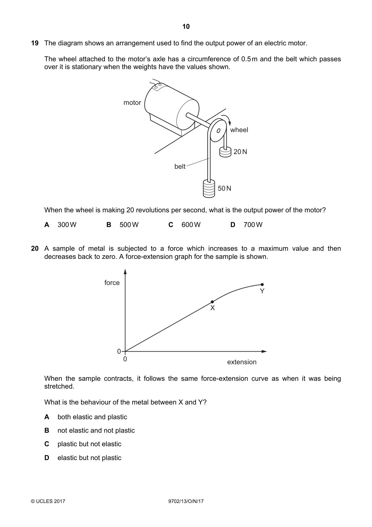 Cambridge A Level Physics 9702 2017 Oct/Nov Paper 1 · Variant 3 question paper, page 10 of 20