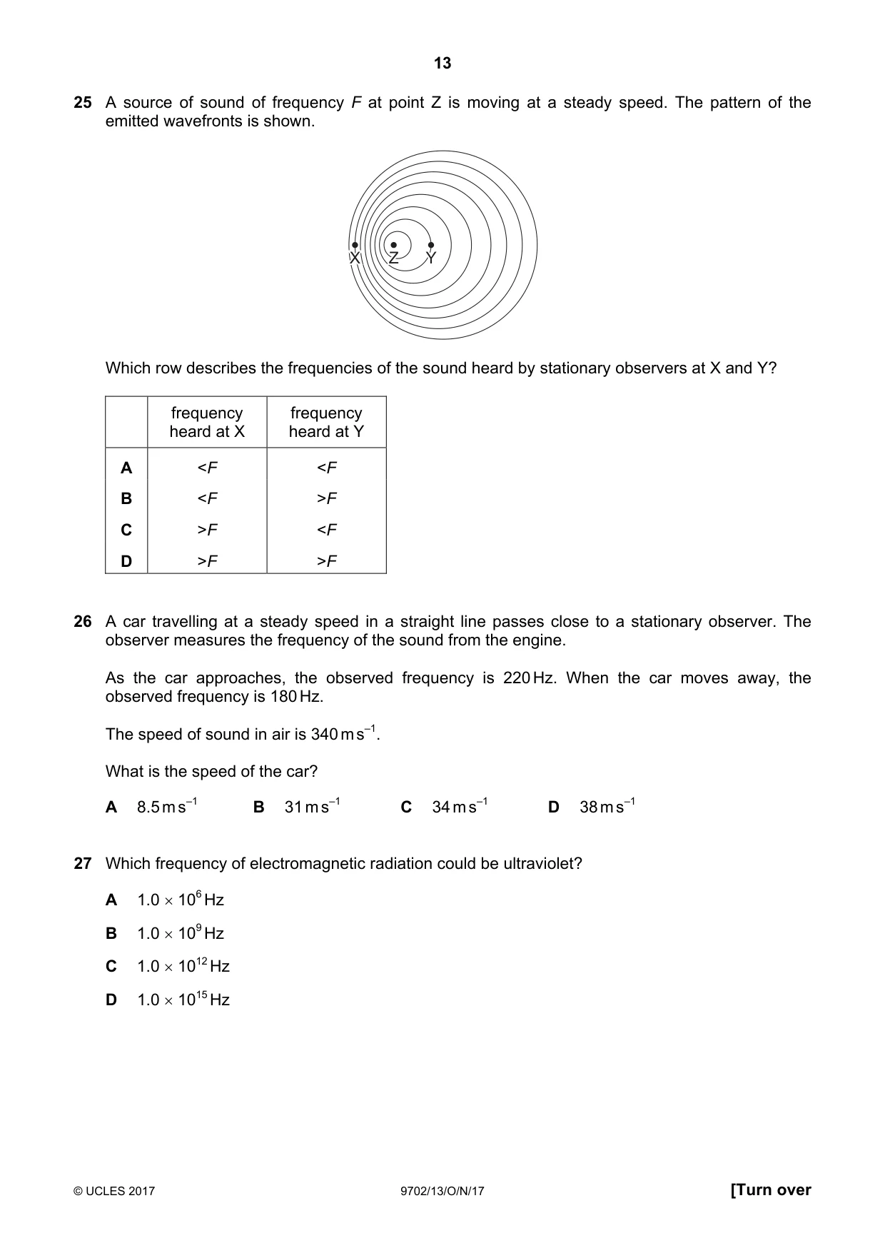 Cambridge A Level Physics 9702 2017 Oct/Nov Paper 1 · Variant 3 question paper, page 13 of 20