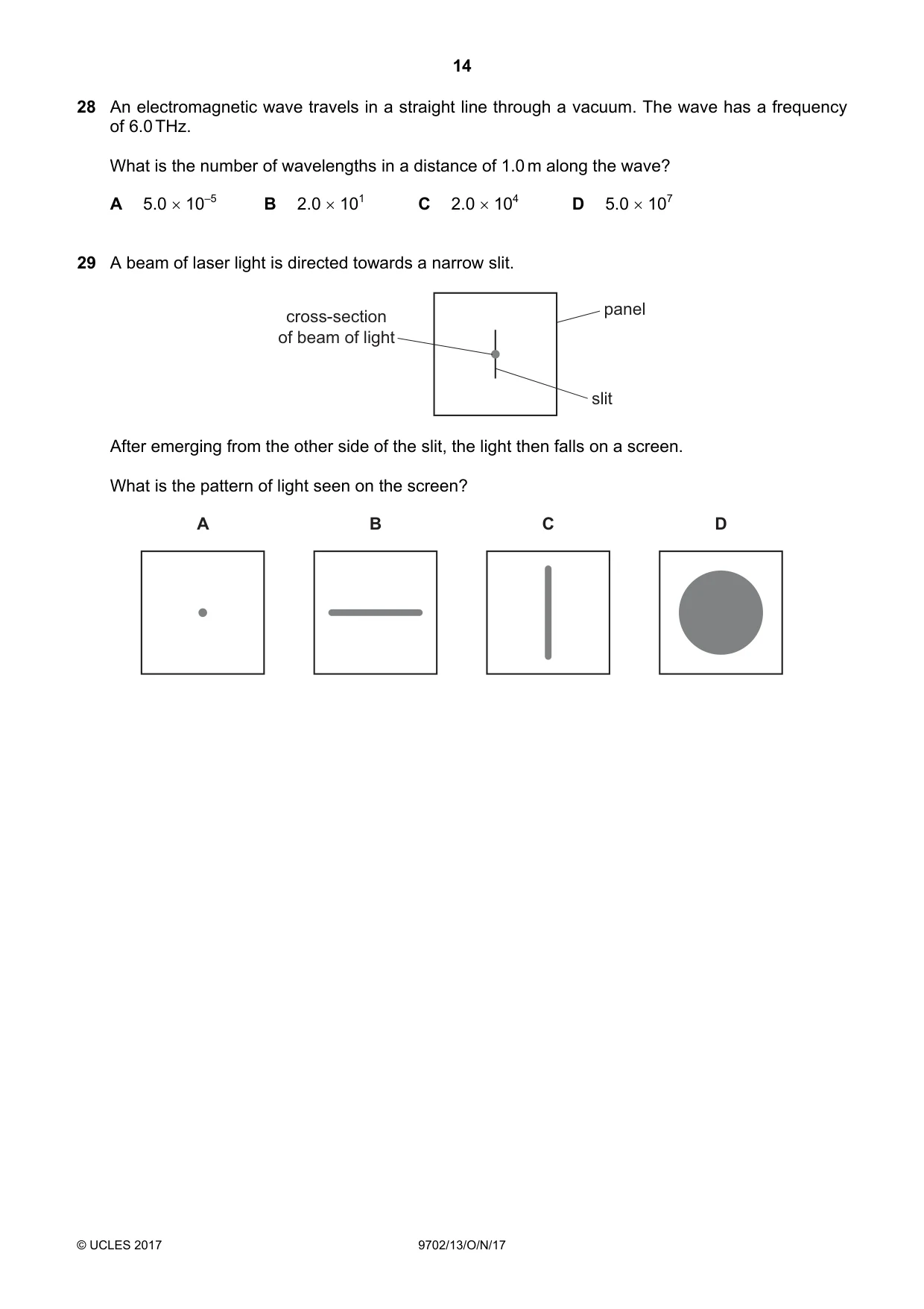 Cambridge A Level Physics 9702 2017 Oct/Nov Paper 1 · Variant 3 question paper, page 14 of 20