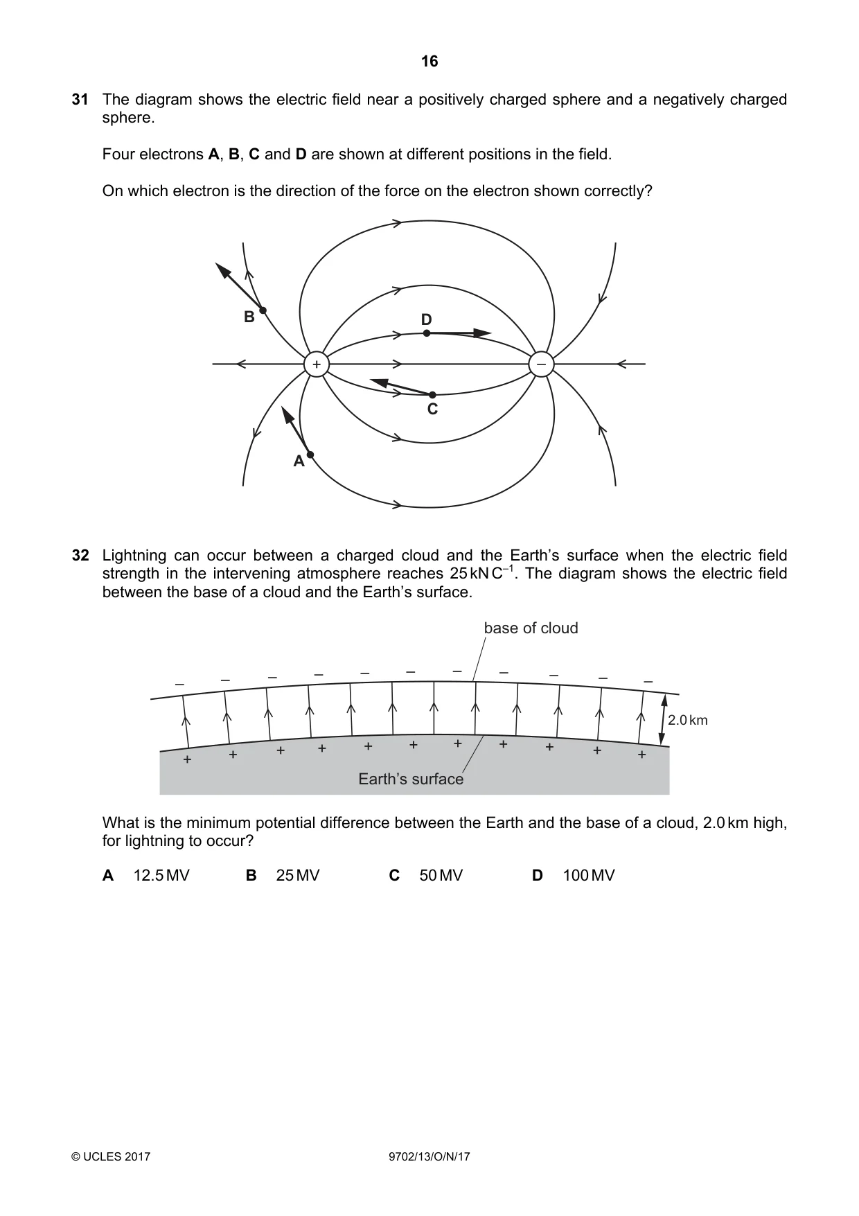 Cambridge A Level Physics 9702 2017 Oct/Nov Paper 1 · Variant 3 question paper, page 16 of 20