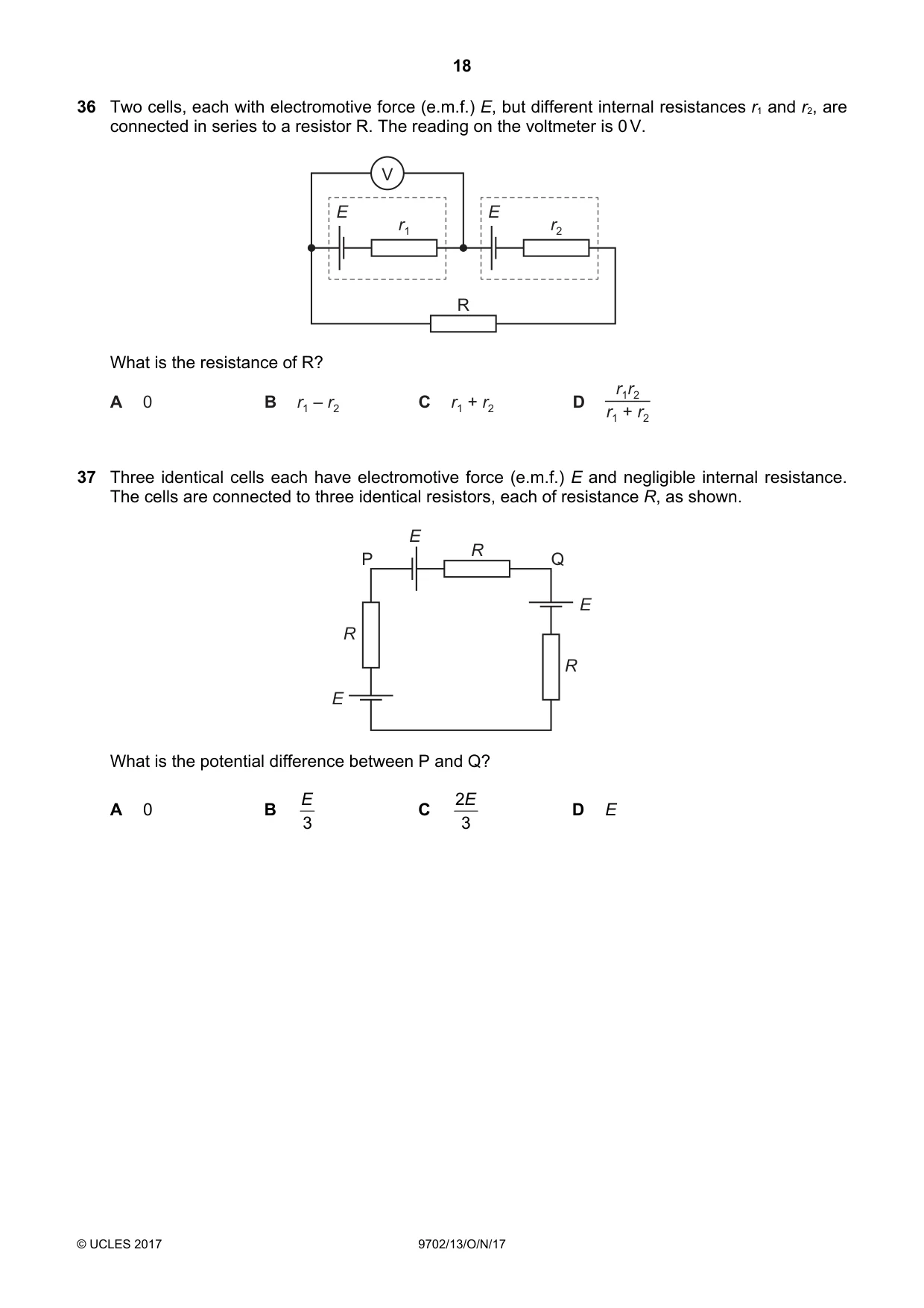 Cambridge A Level Physics 9702 2017 Oct/Nov Paper 1 · Variant 3 question paper, page 18 of 20