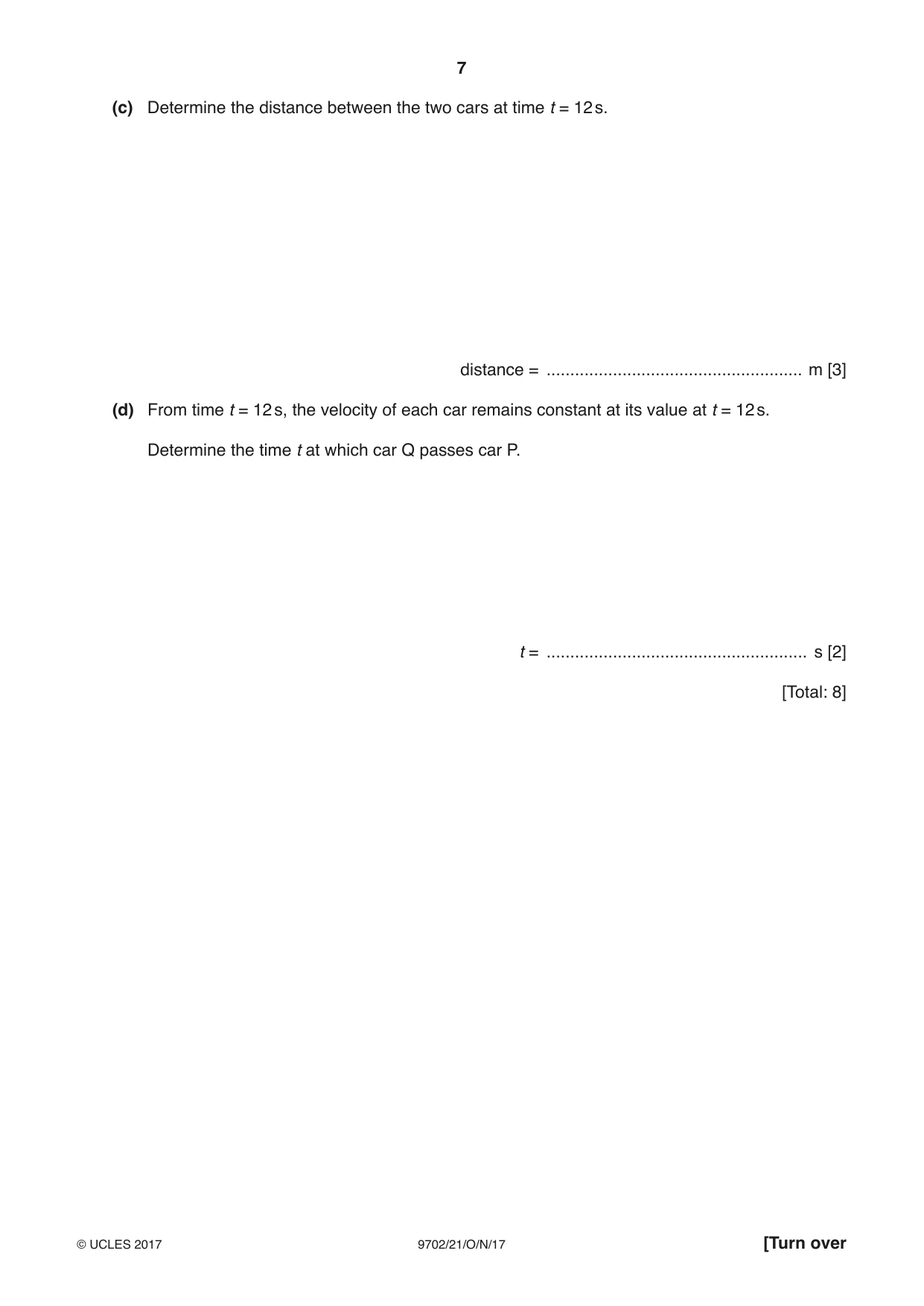 Cambridge A Level Physics 9702 2017 Oct/Nov Paper 2 · Variant 1 question paper, page 7 of 16