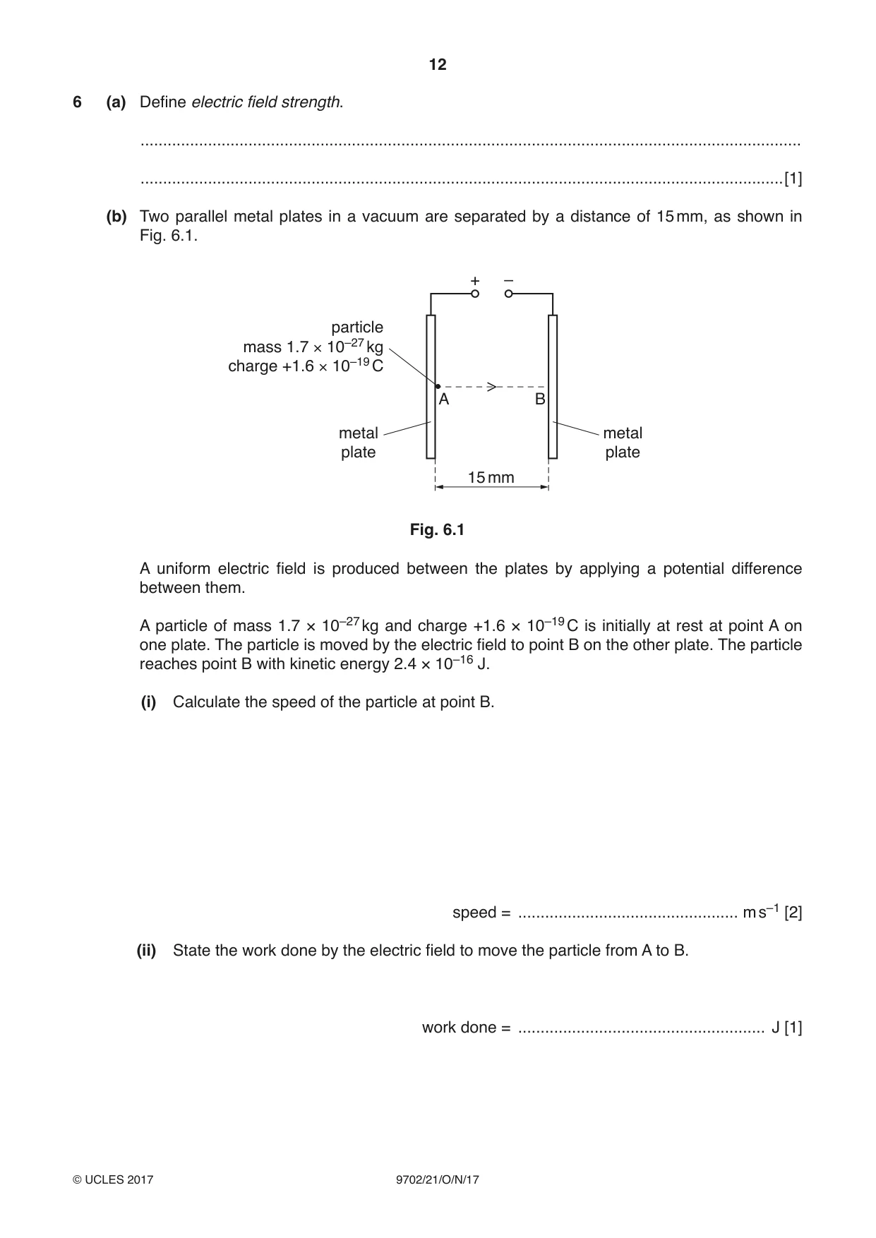 Cambridge A Level Physics 9702 2017 Oct/Nov Paper 2 · Variant 1 question paper, page 12 of 16