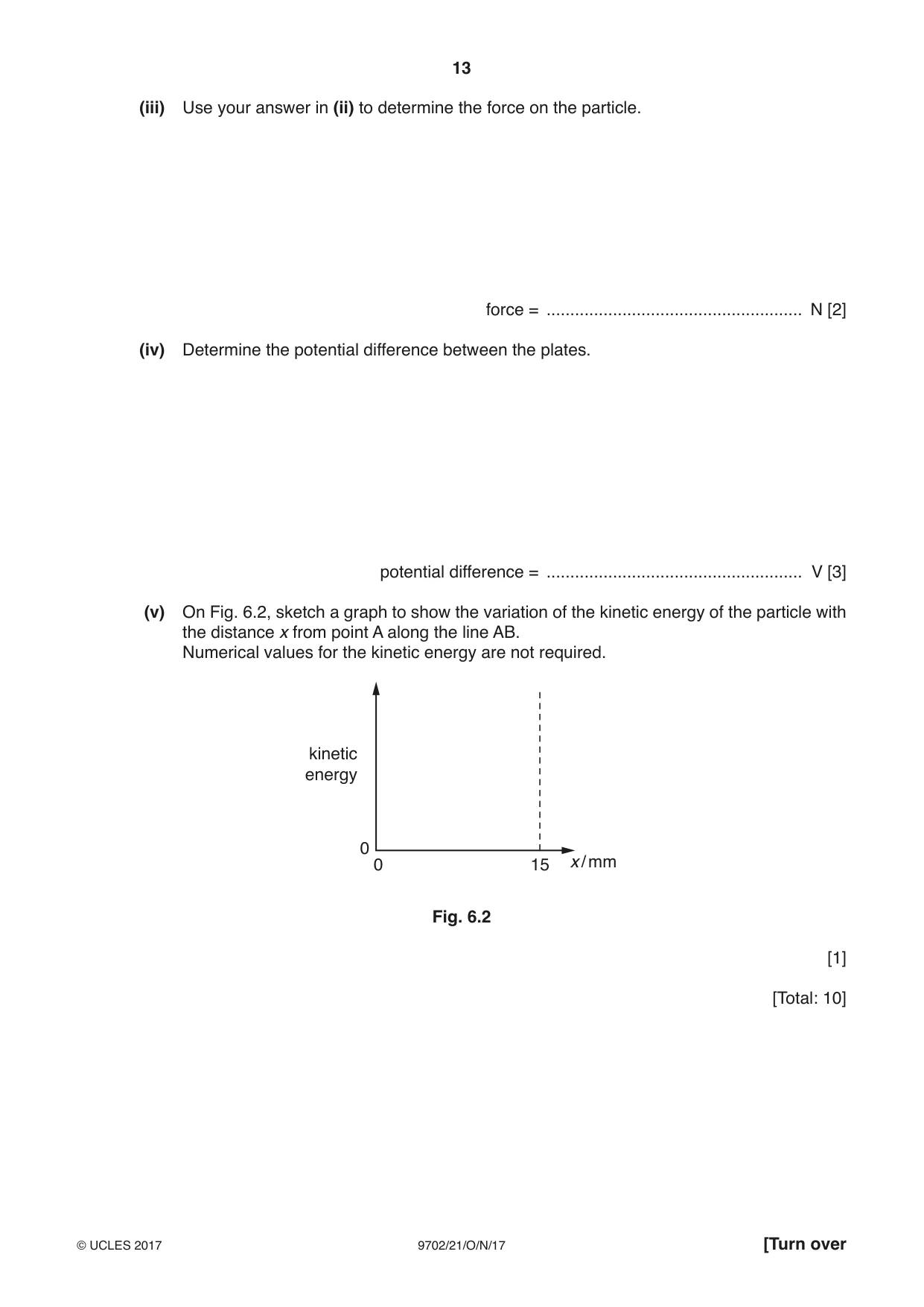 Cambridge A Level Physics 9702 2017 Oct/Nov Paper 2 · Variant 1 question paper, page 13 of 16