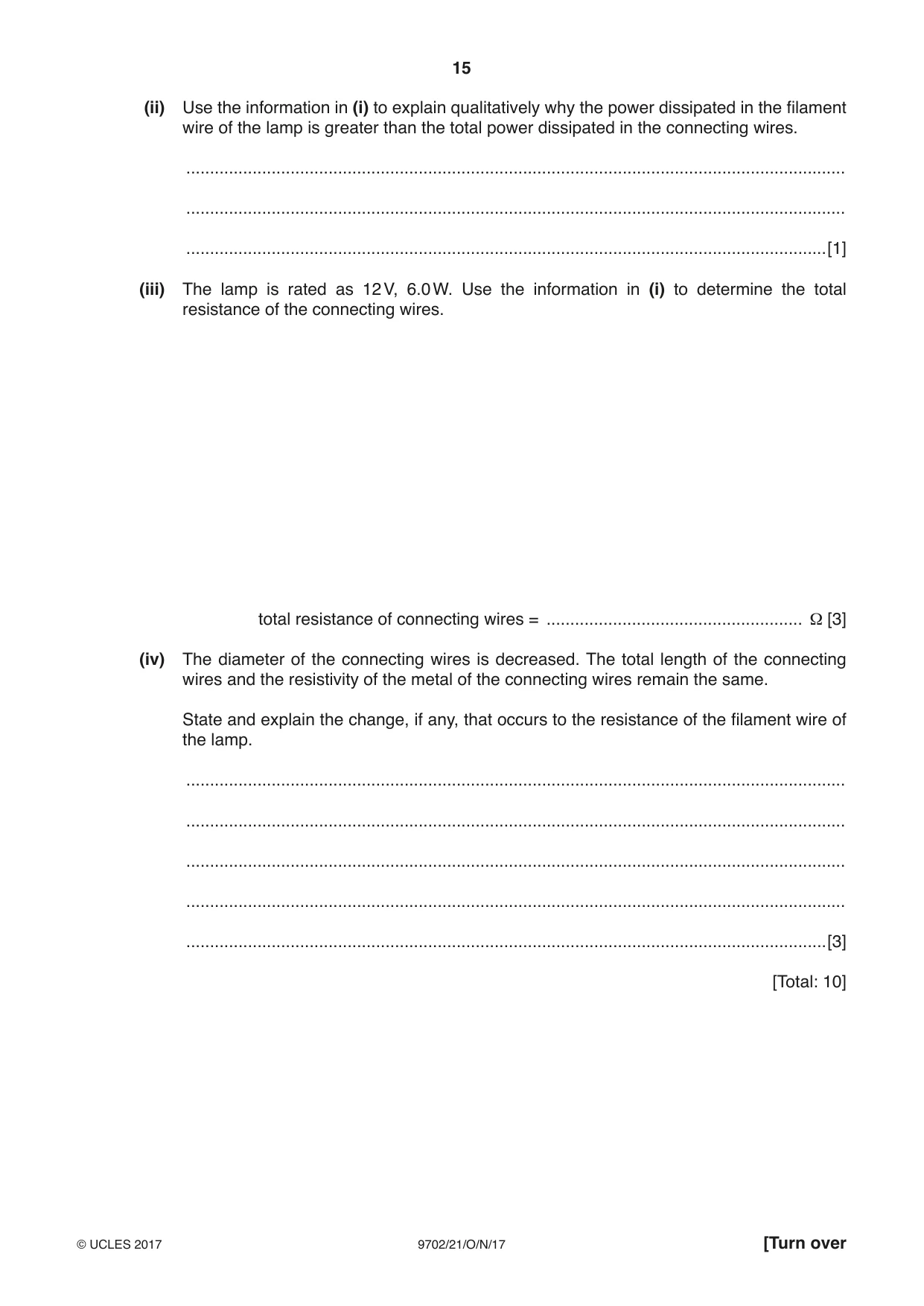 Cambridge A Level Physics 9702 2017 Oct/Nov Paper 2 · Variant 1 question paper, page 15 of 16