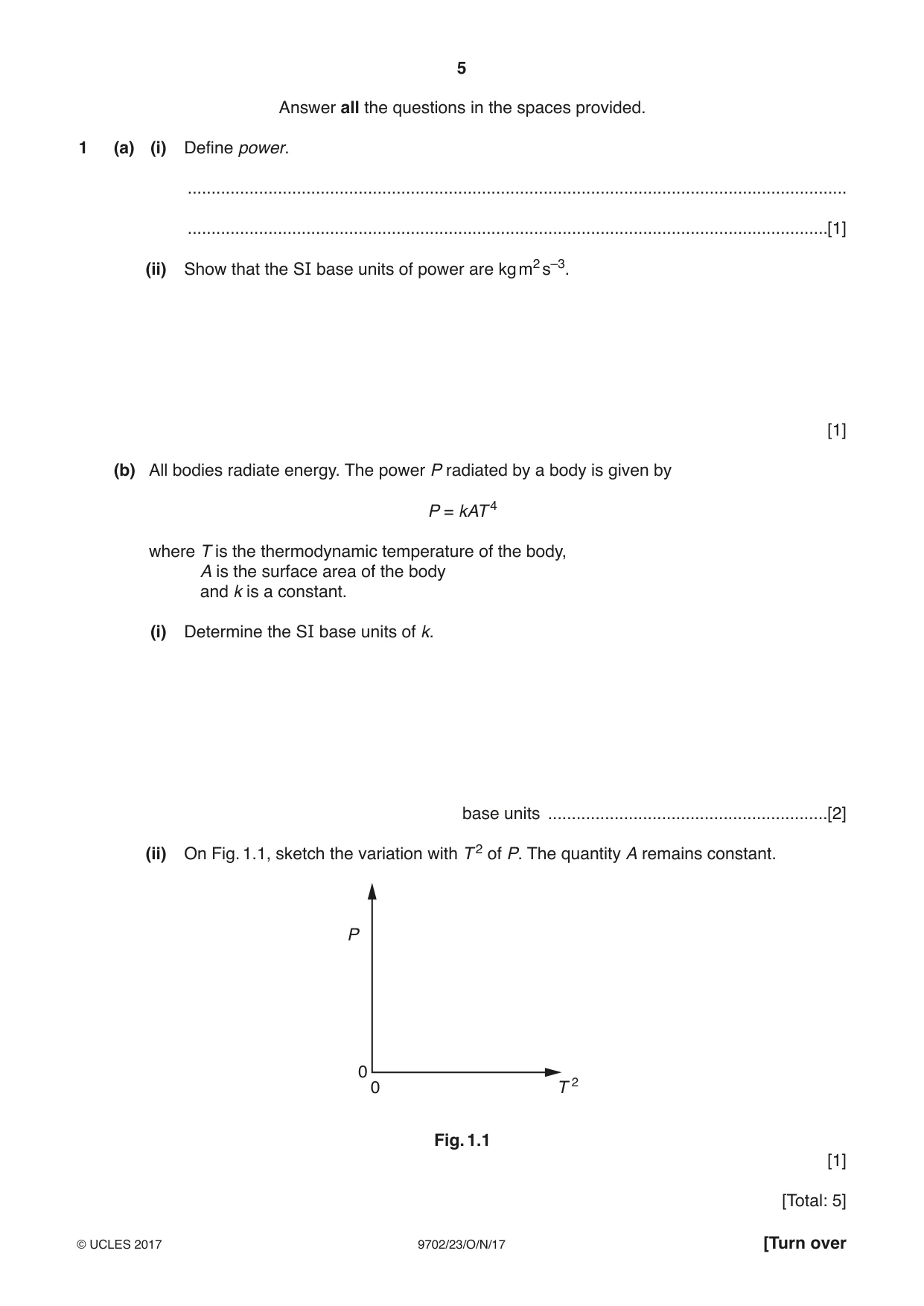 Cambridge A Level Physics 9702 2017 Oct/Nov Paper 2 · Variant 3 question paper, page 5 of 16