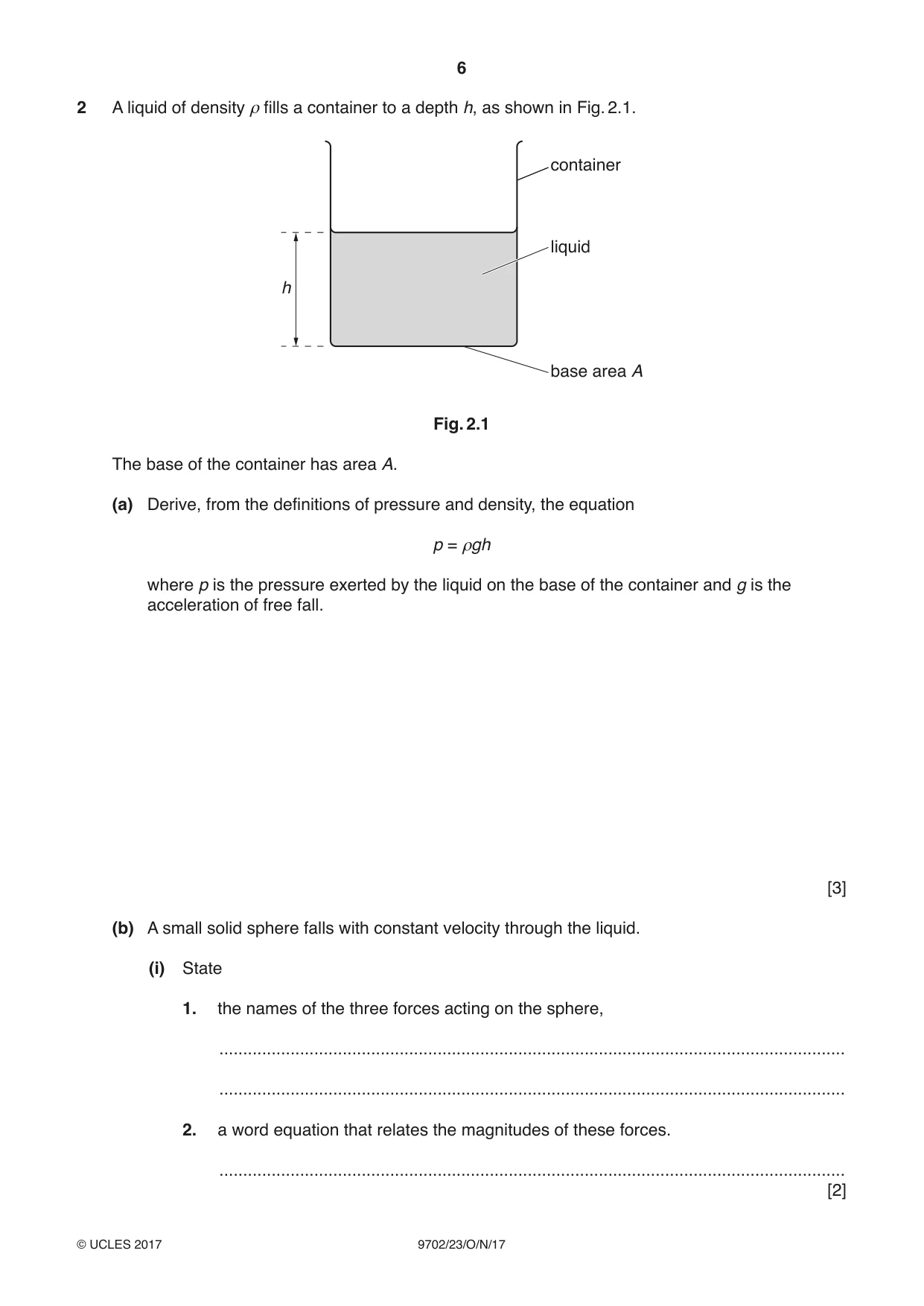 Cambridge A Level Physics 9702 2017 Oct/Nov Paper 2 · Variant 3 question paper, page 6 of 16