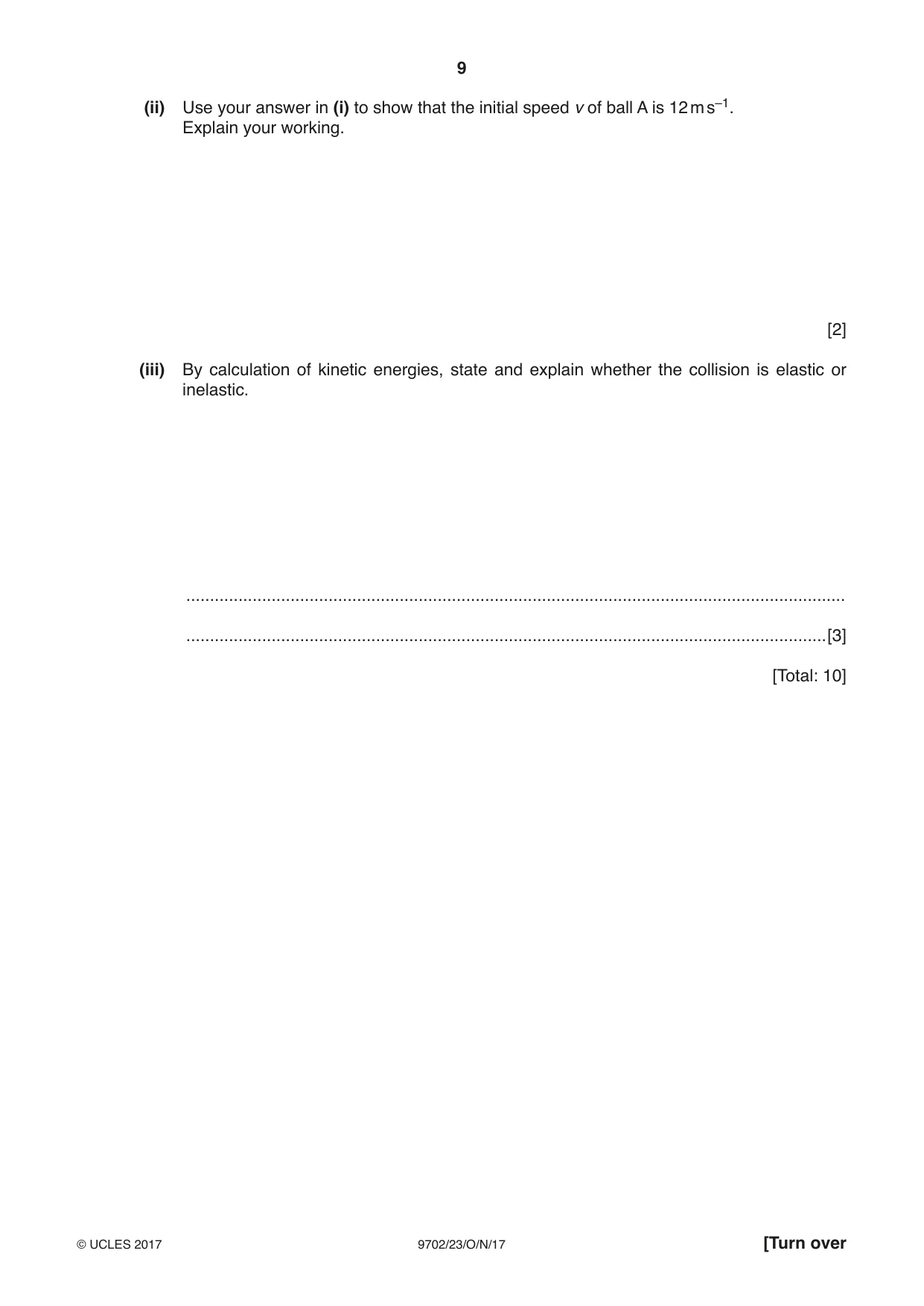 Cambridge A Level Physics 9702 2017 Oct/Nov Paper 2 · Variant 3 question paper, page 9 of 16