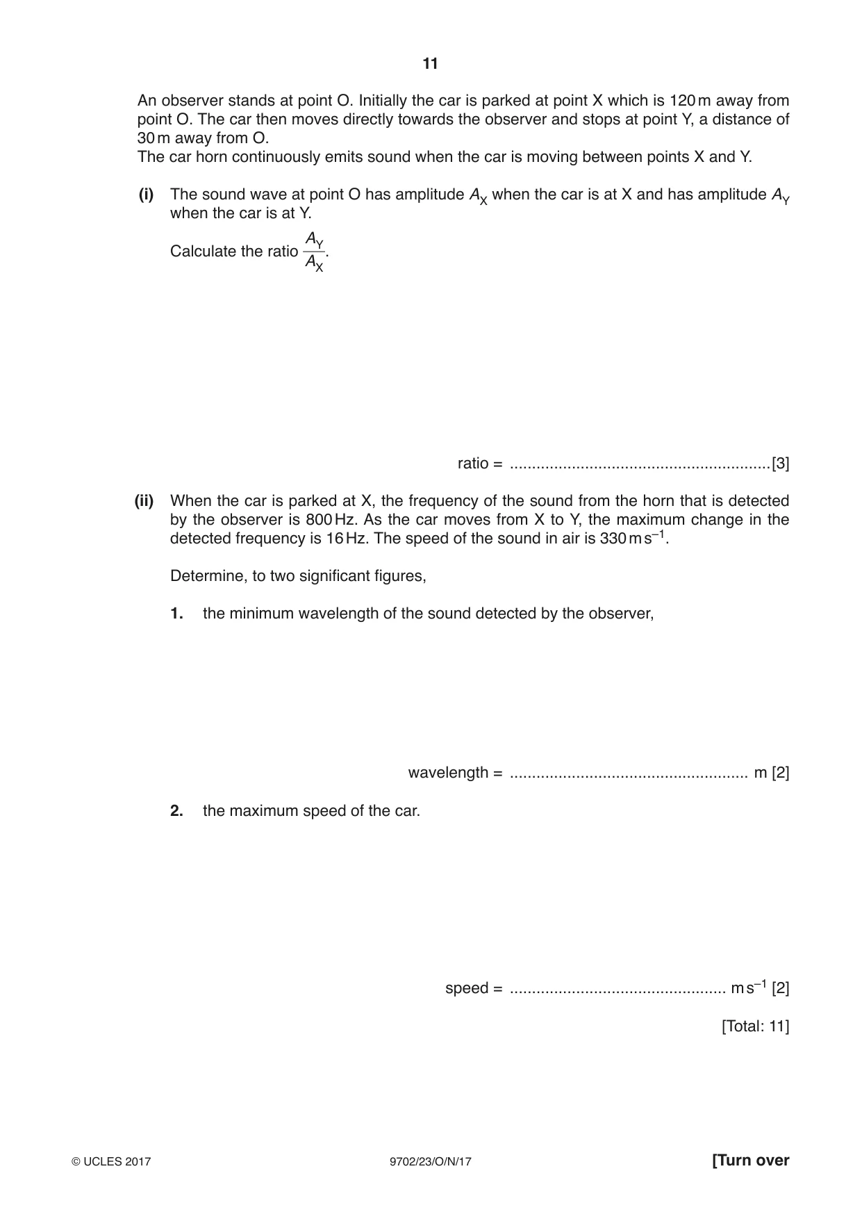 Cambridge A Level Physics 9702 2017 Oct/Nov Paper 2 · Variant 3 question paper, page 11 of 16