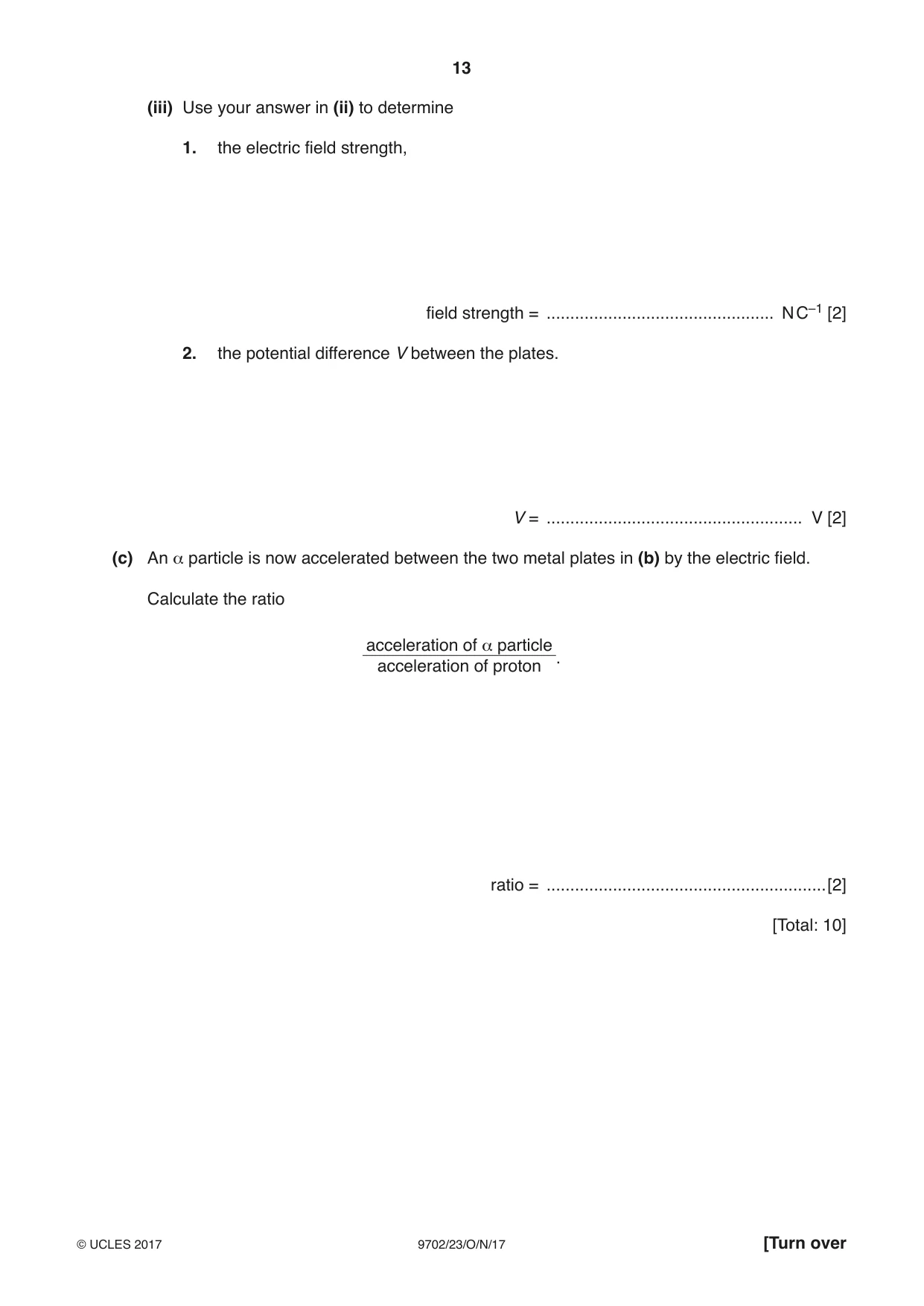 Cambridge A Level Physics 9702 2017 Oct/Nov Paper 2 · Variant 3 question paper, page 13 of 16