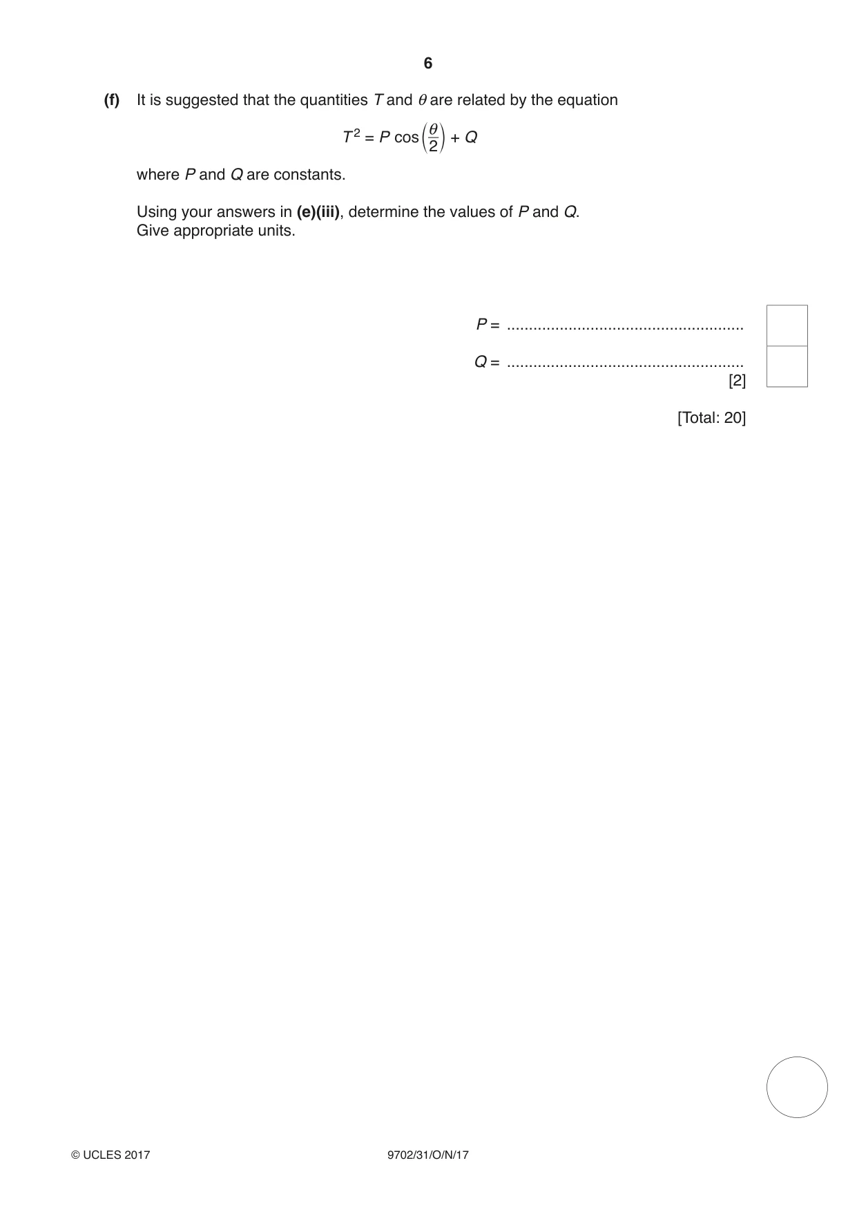 Cambridge A Level Physics 9702 2017 Oct/Nov Paper 3 · Variant 1 question paper, page 6 of 12