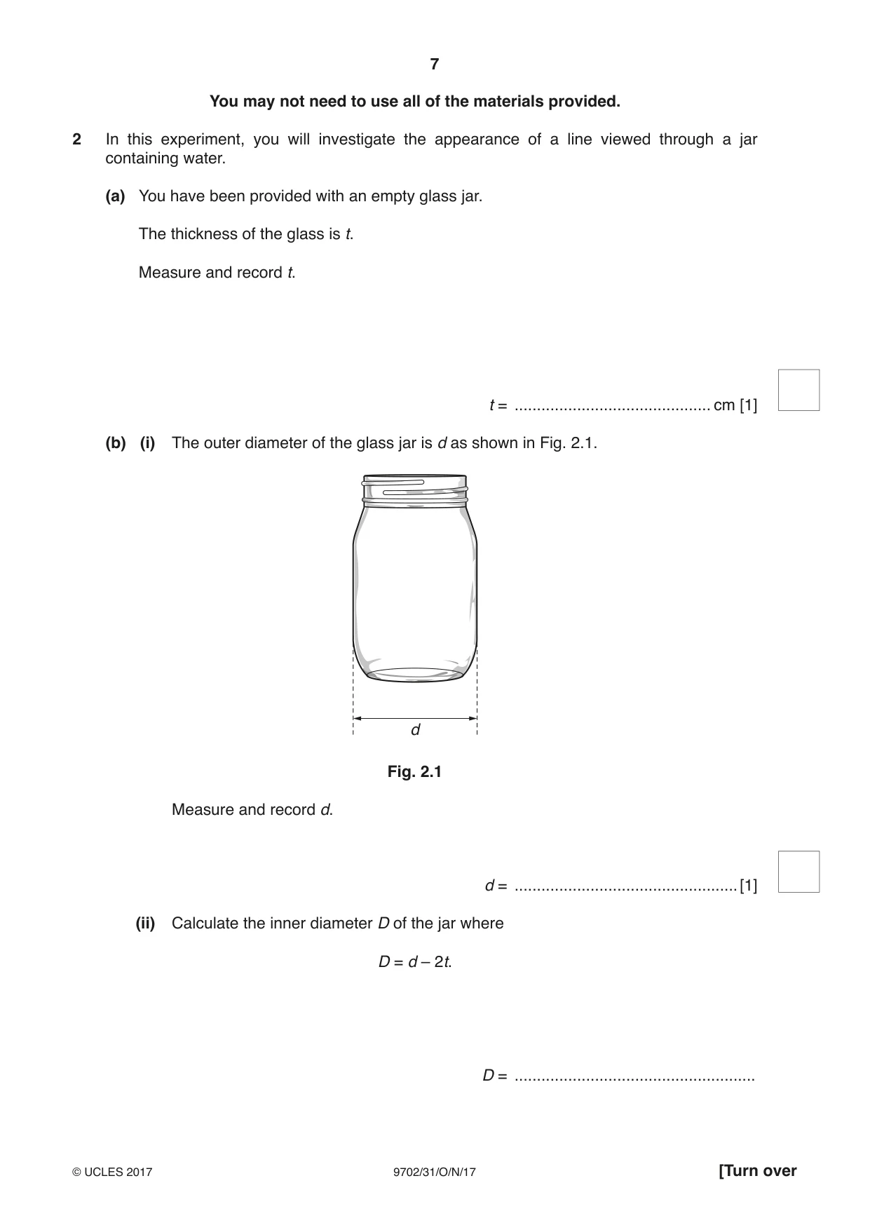 Cambridge A Level Physics 9702 2017 Oct/Nov Paper 3 · Variant 1 question paper, page 7 of 12