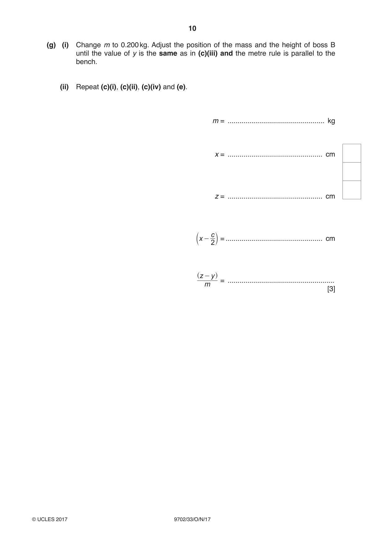 Cambridge A Level Physics 9702 2017 Oct/Nov Paper 3 · Variant 3 question paper, page 10 of 12