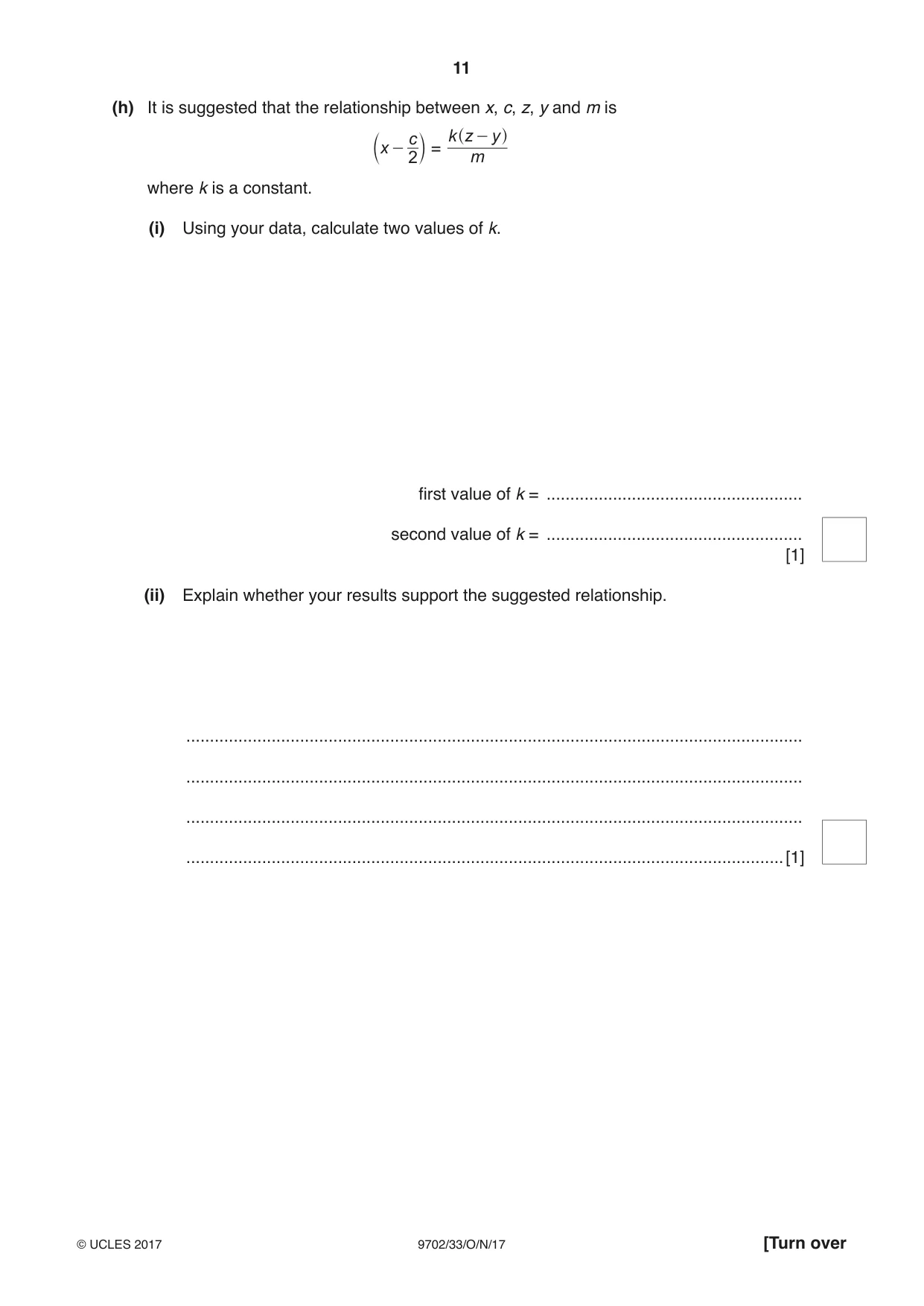 Cambridge A Level Physics 9702 2017 Oct/Nov Paper 3 · Variant 3 question paper, page 11 of 12