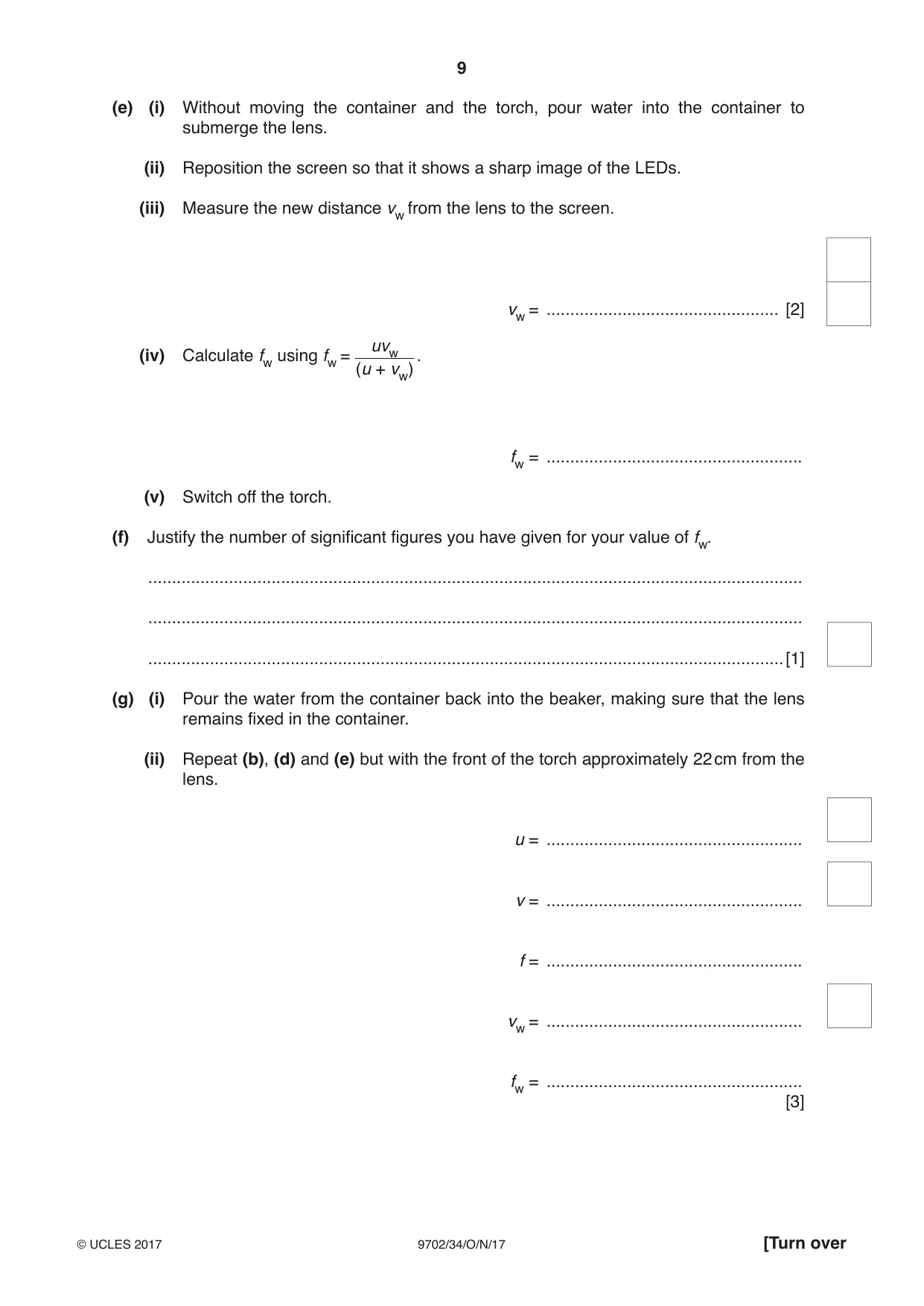 Cambridge A Level Physics 9702 2017 Oct/Nov Paper 3 · Variant 4 question paper, page 9 of 12