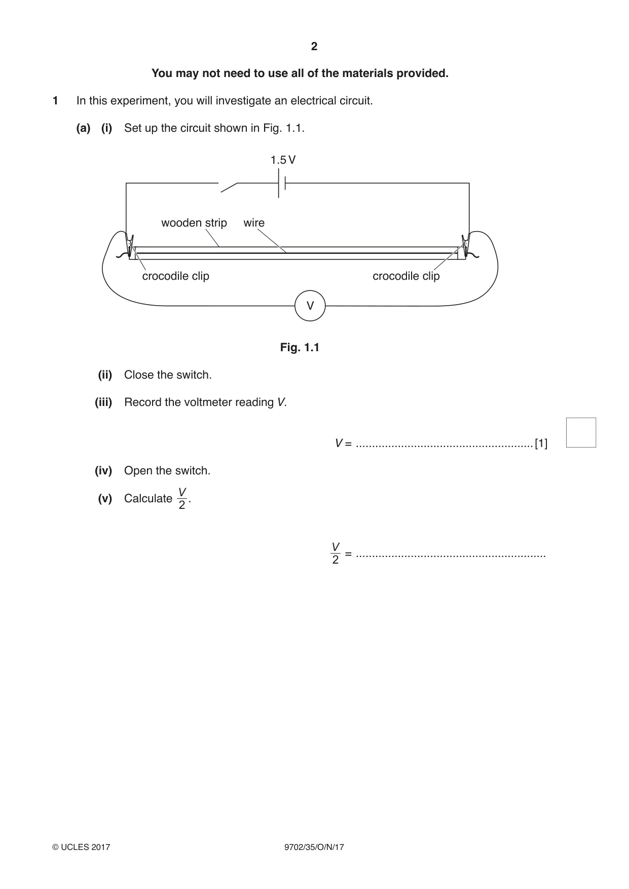 Cambridge A Level Physics 9702 2017 Oct/Nov Paper 3 · Variant 5 question paper, page 2 of 12