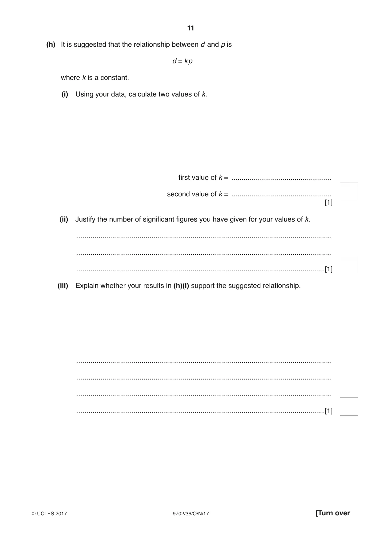 Cambridge A Level Physics 9702 2017 Oct/Nov Paper 3 · Variant 6 question paper, page 11 of 12